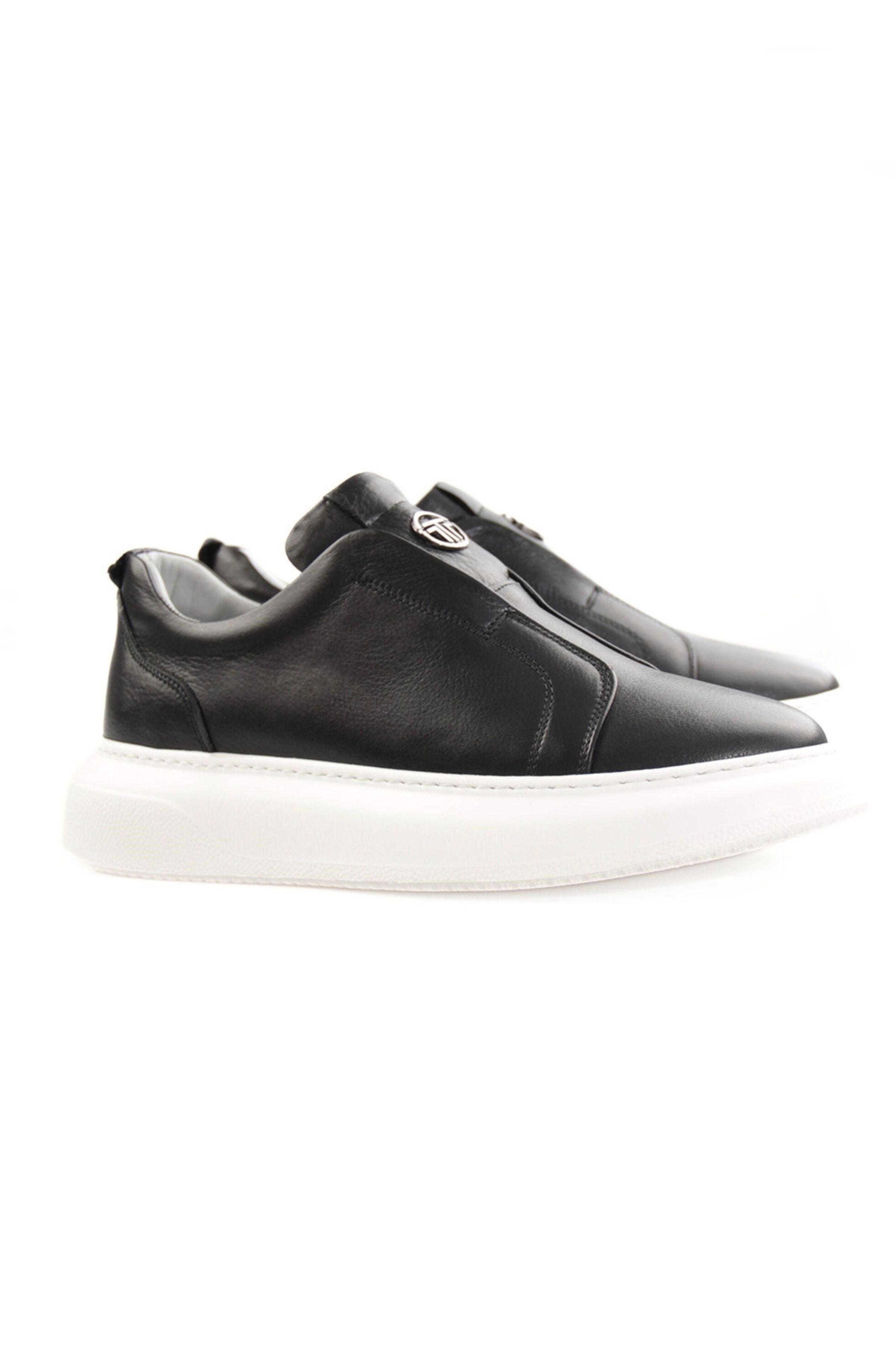 Tripy Hakiki Deri Erkek Siyah Sneaker Ayakkabı Jason