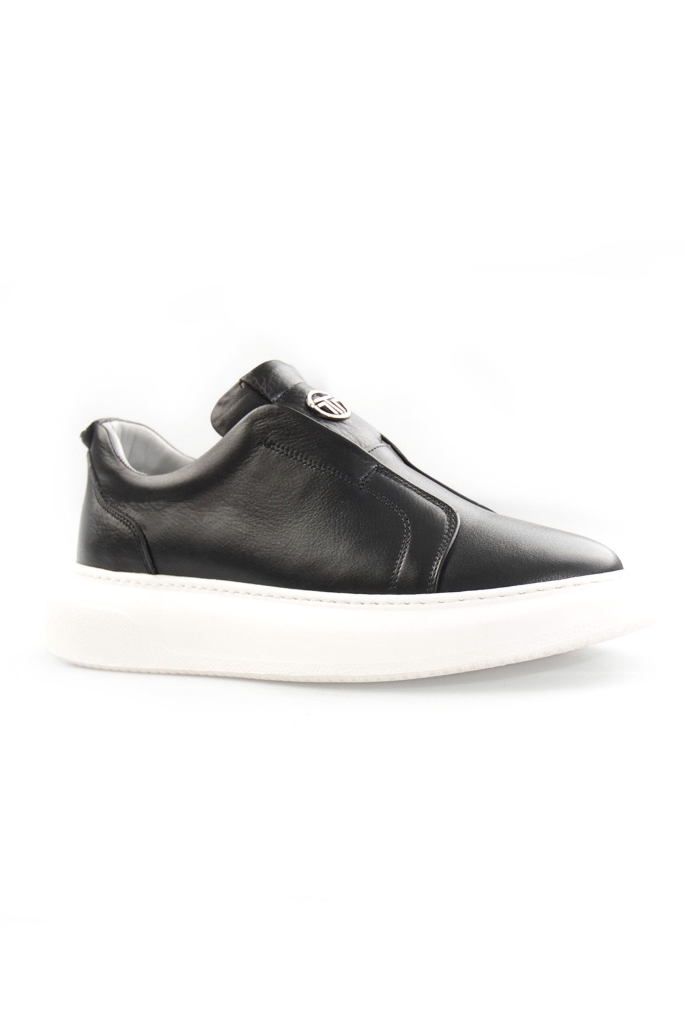 Tripy Hakiki Deri Erkek Siyah Sneaker Ayakkabı Jason