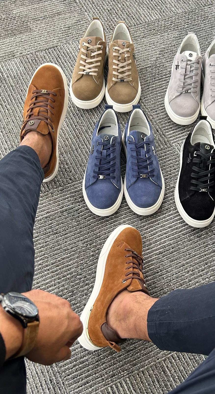Tripy Hakiki Deri Erkek Taba Süet Bağcıklı Sneaker Ayakkabı