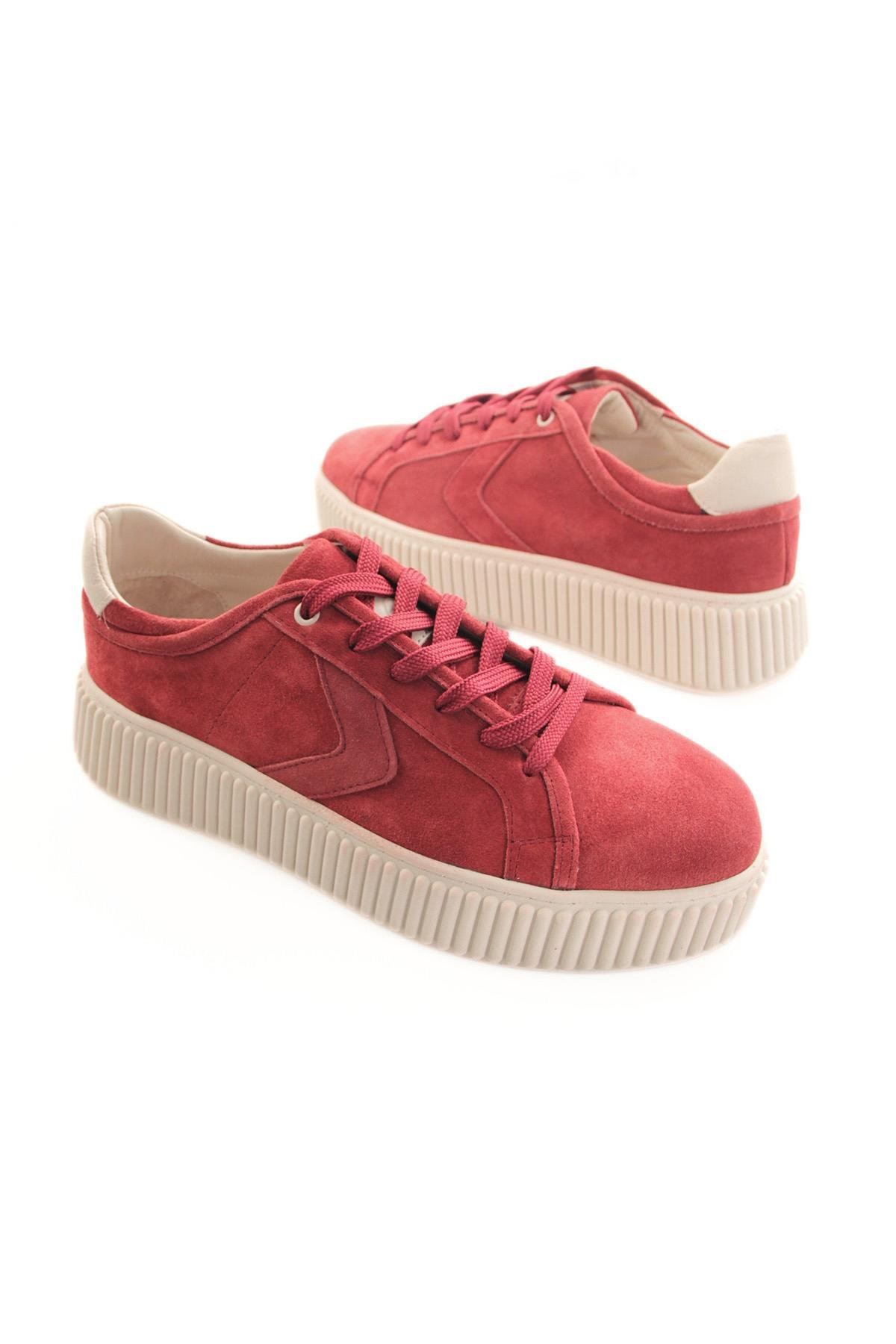 Tripy Hakiki Deri Kalın Taban Erkek Bordo Süet Sneaker Ayakkabı Leonard