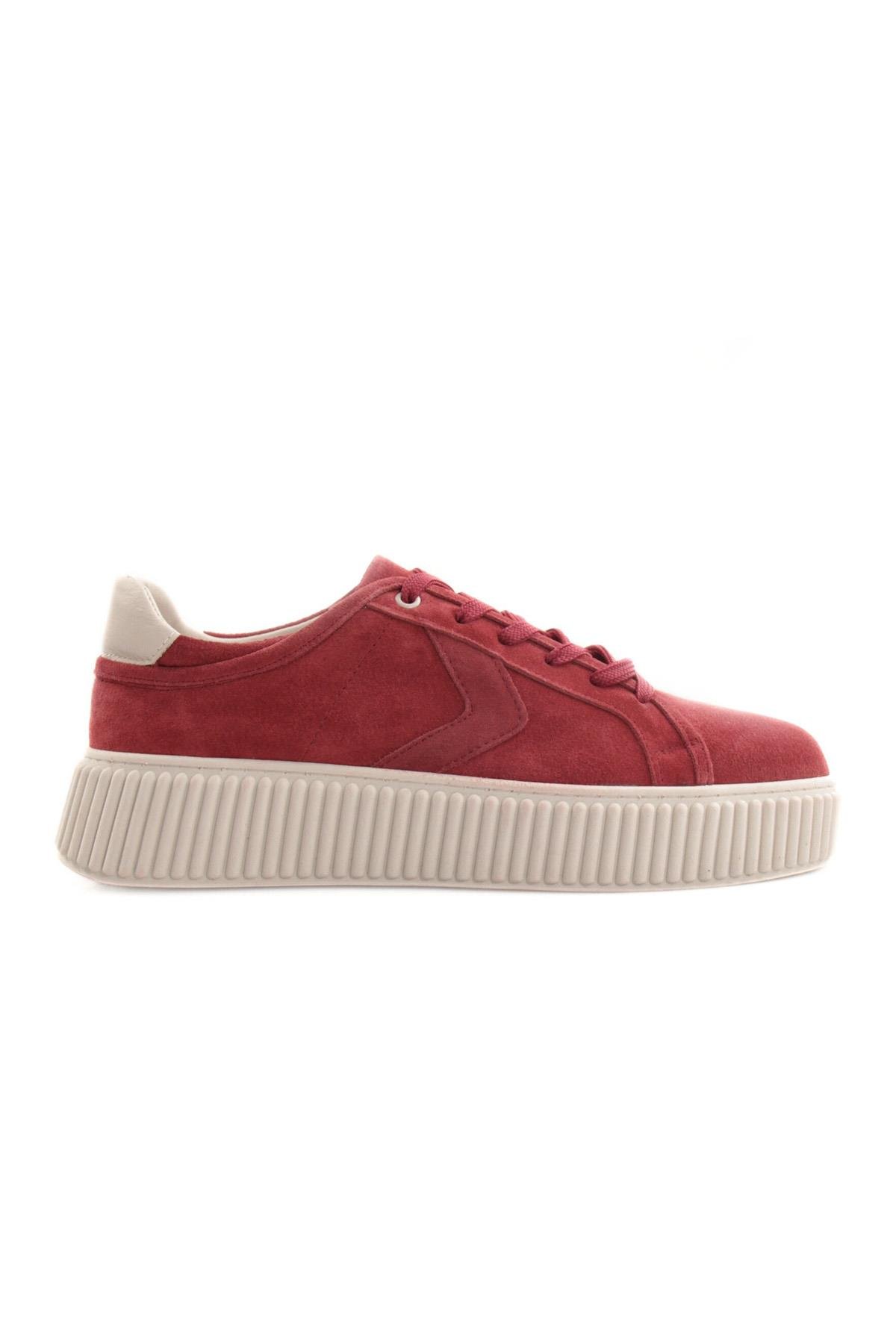 Tripy Hakiki Deri Kalın Taban Erkek Bordo Süet Sneaker Ayakkabı Leonard