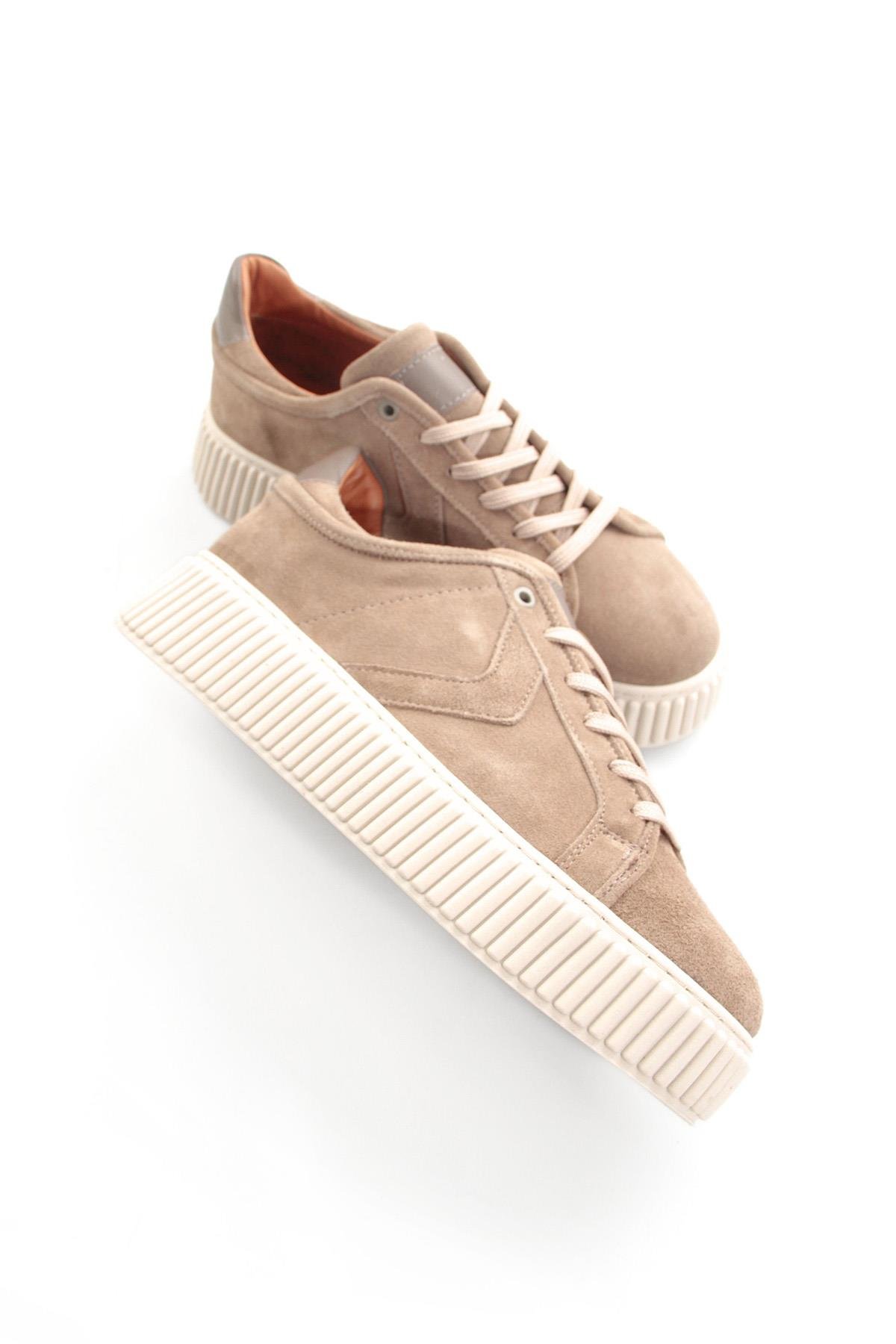 Tripy Hakiki Deri Kalın Taban Erkek Vizon Süet Sneaker Ayakkabı Leonard