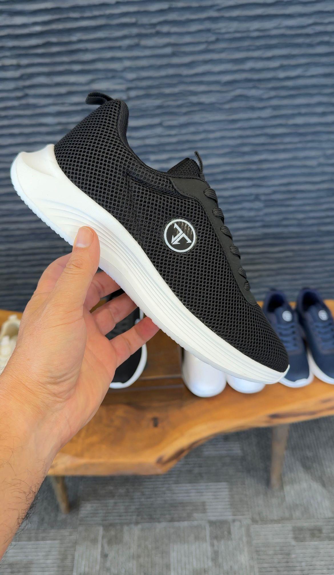 Tripy Streç Erkek Bağcıklı Siyah Sneaker Spor Ayakkabı Woody