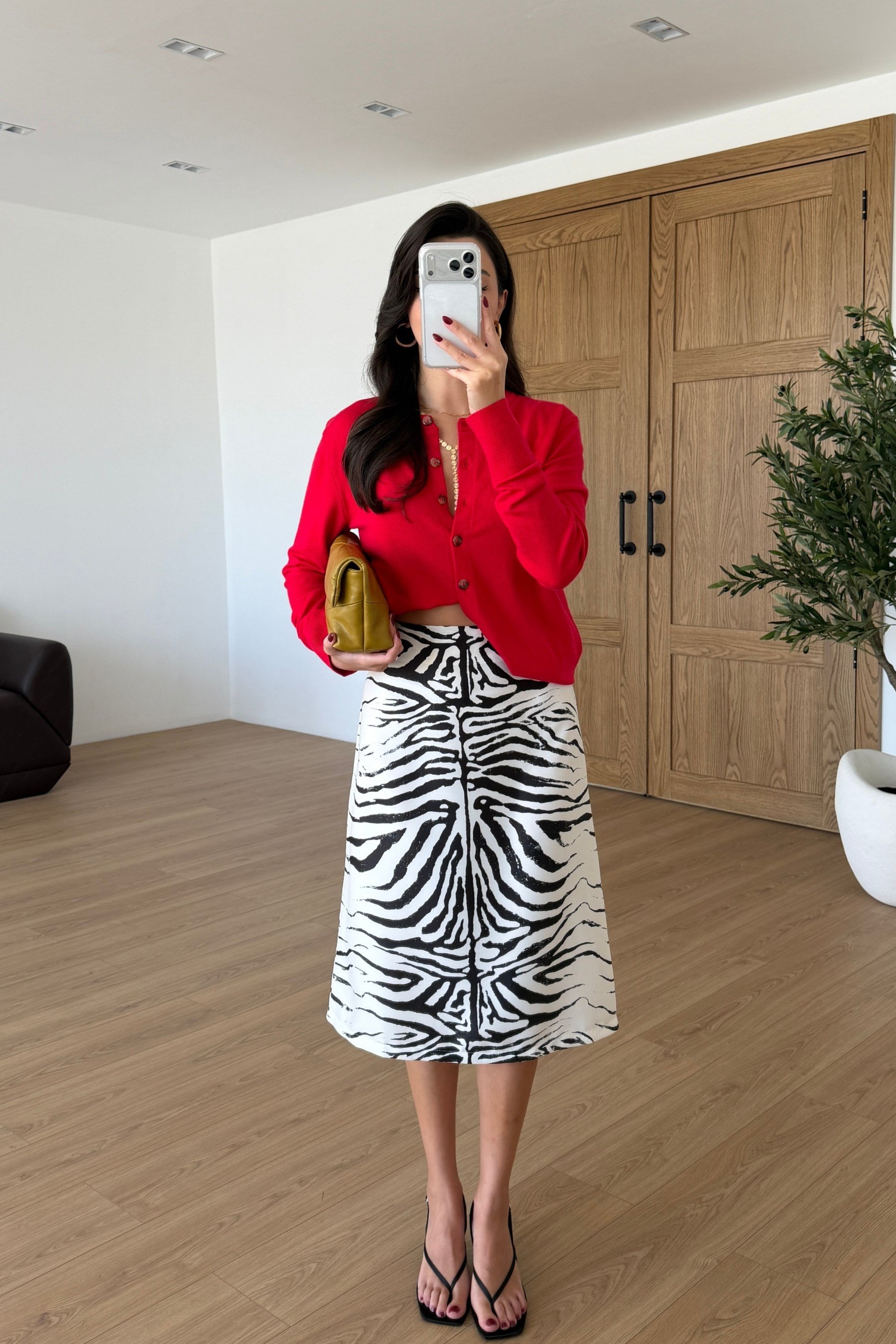 Agni Zebra Desenli Midi Etek