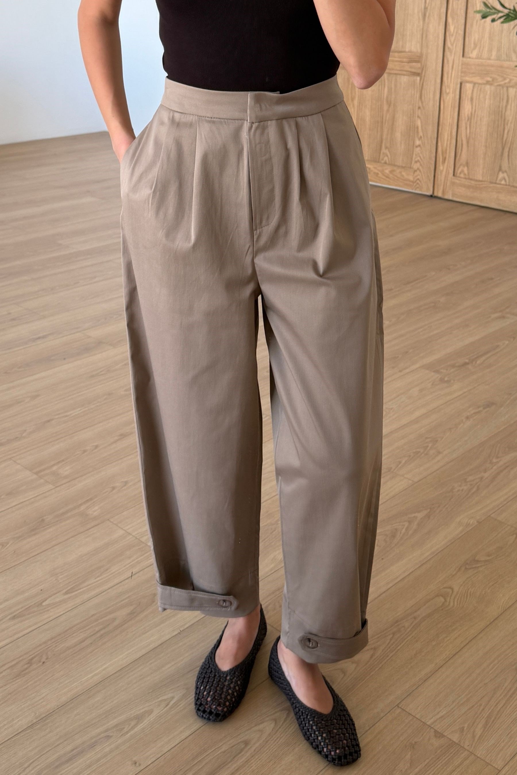 Daisy Haki Düğme Detay Baggy Pantolon