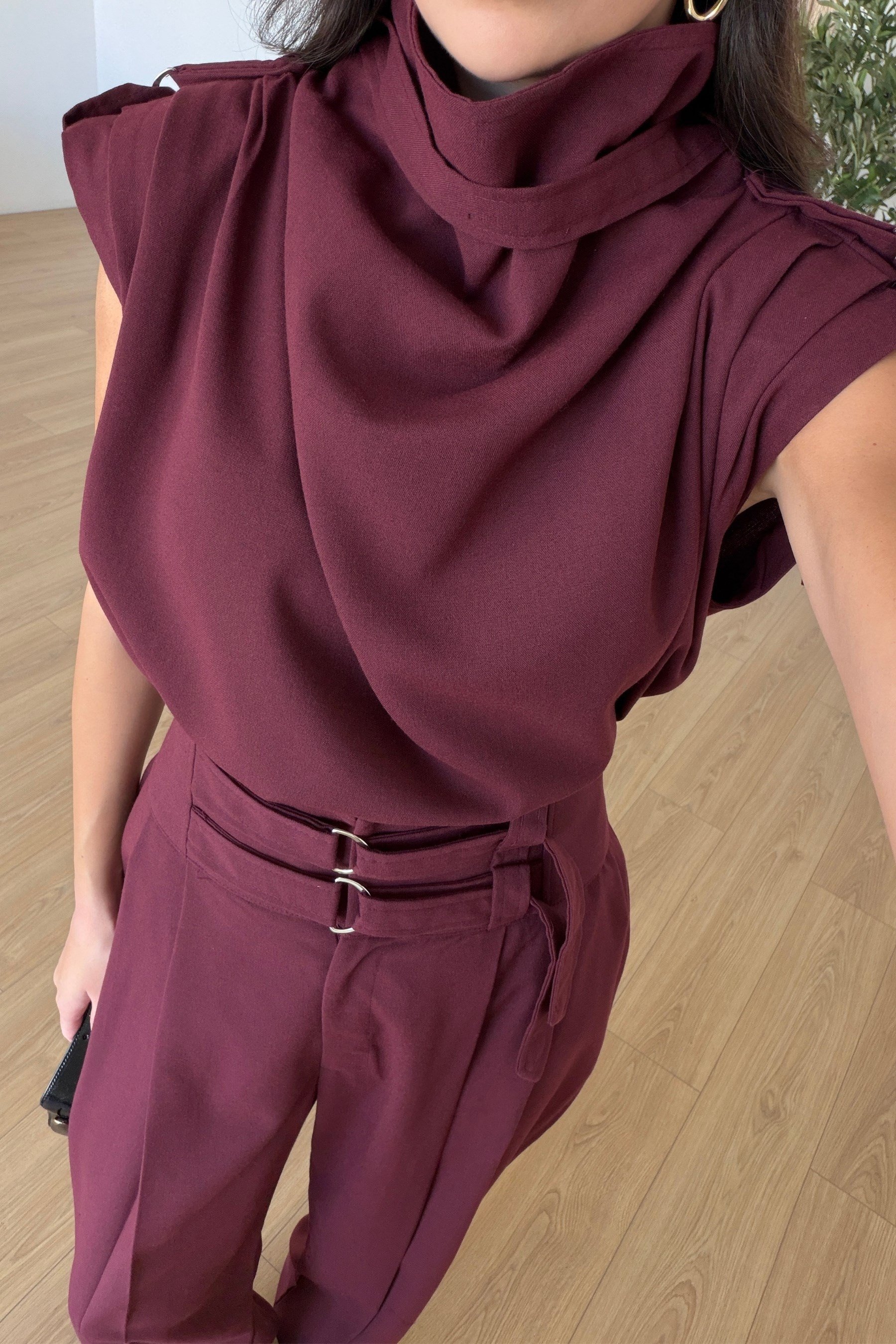 Elora Bordo Tasarım Bluz Pantolon Takım