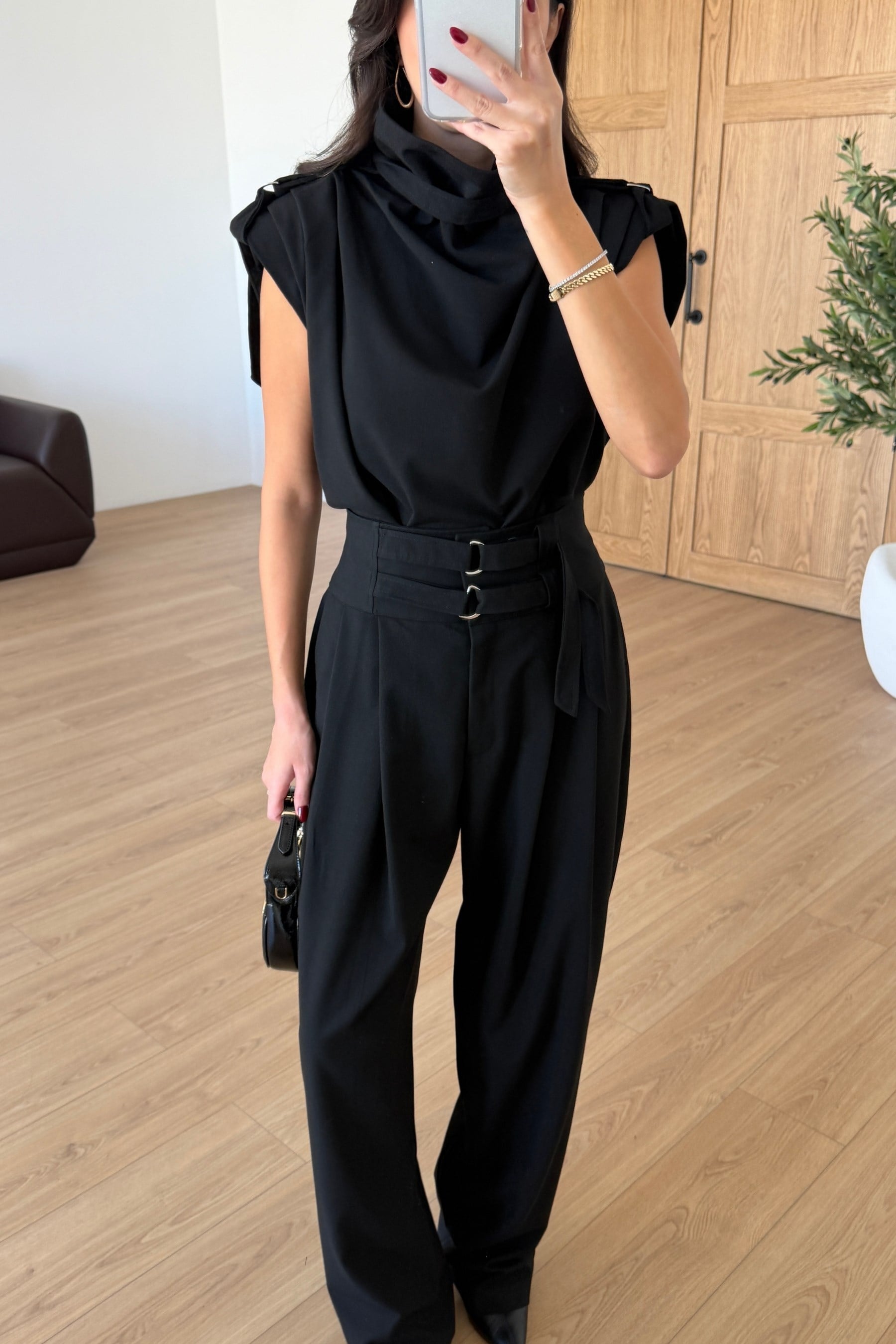 Elora Siyah Tasarım Bluz Pantolon Takım