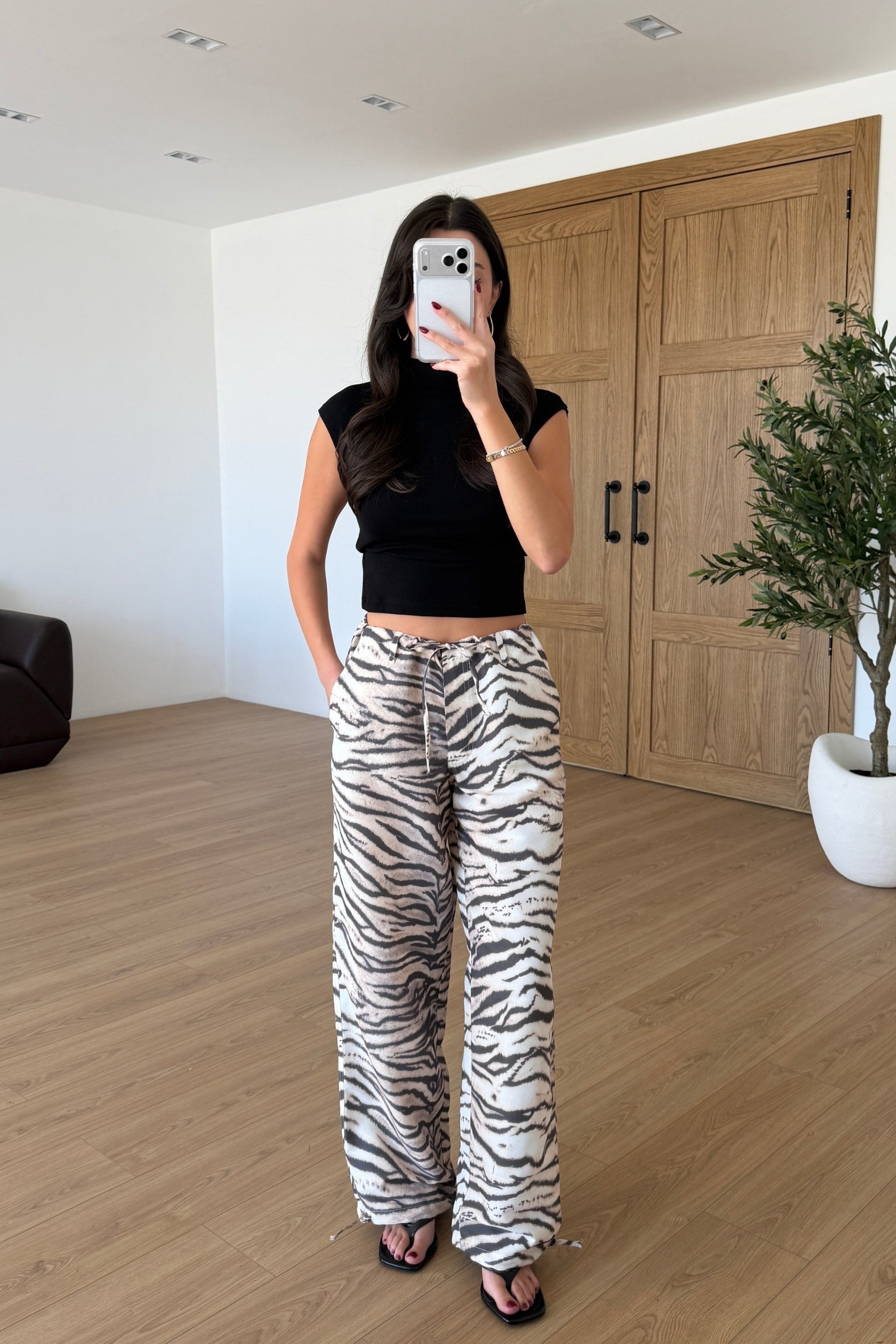 Firm Zebra Desenli Paraşüt Pantolon
