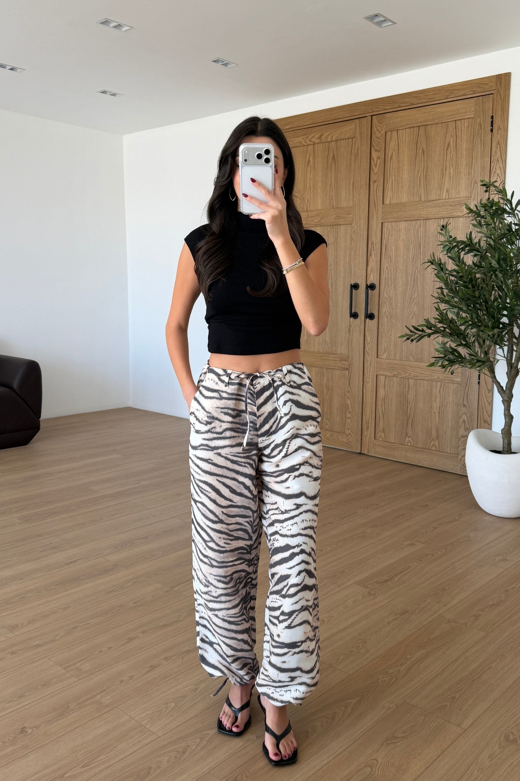 Firm Zebra Desenli Paraşüt Pantolon