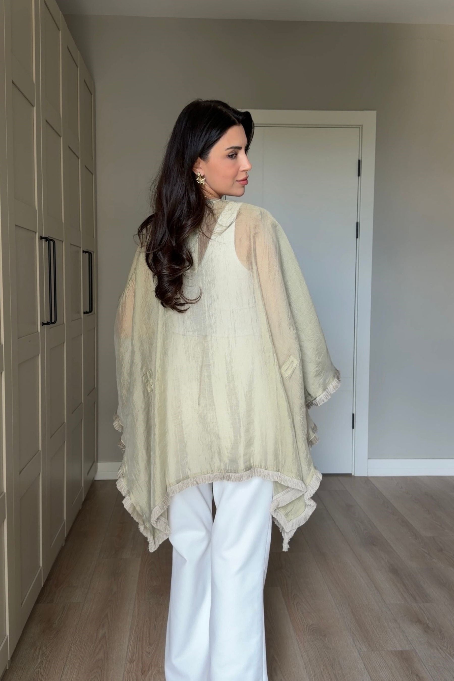 Glow Mint Kuşaklı Kimono