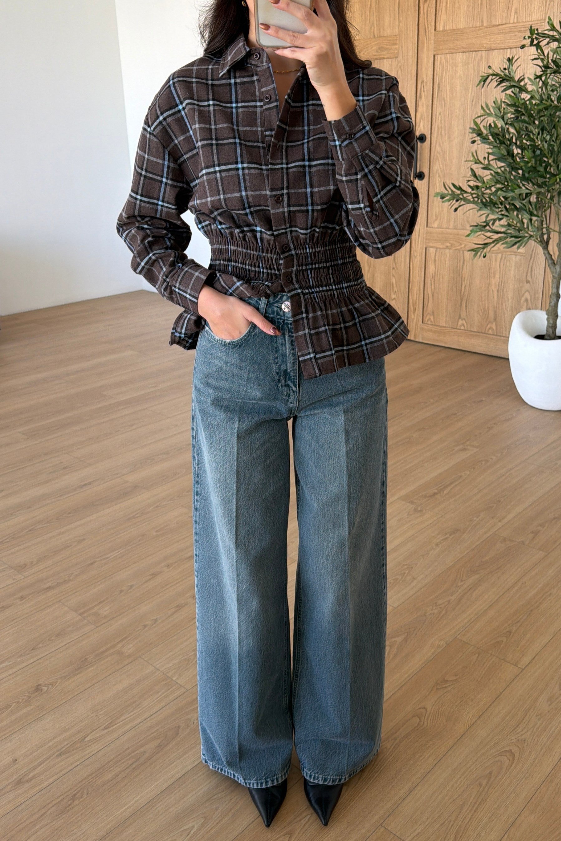 Jemy Mavi Yıkamalı Wide Leg Jean