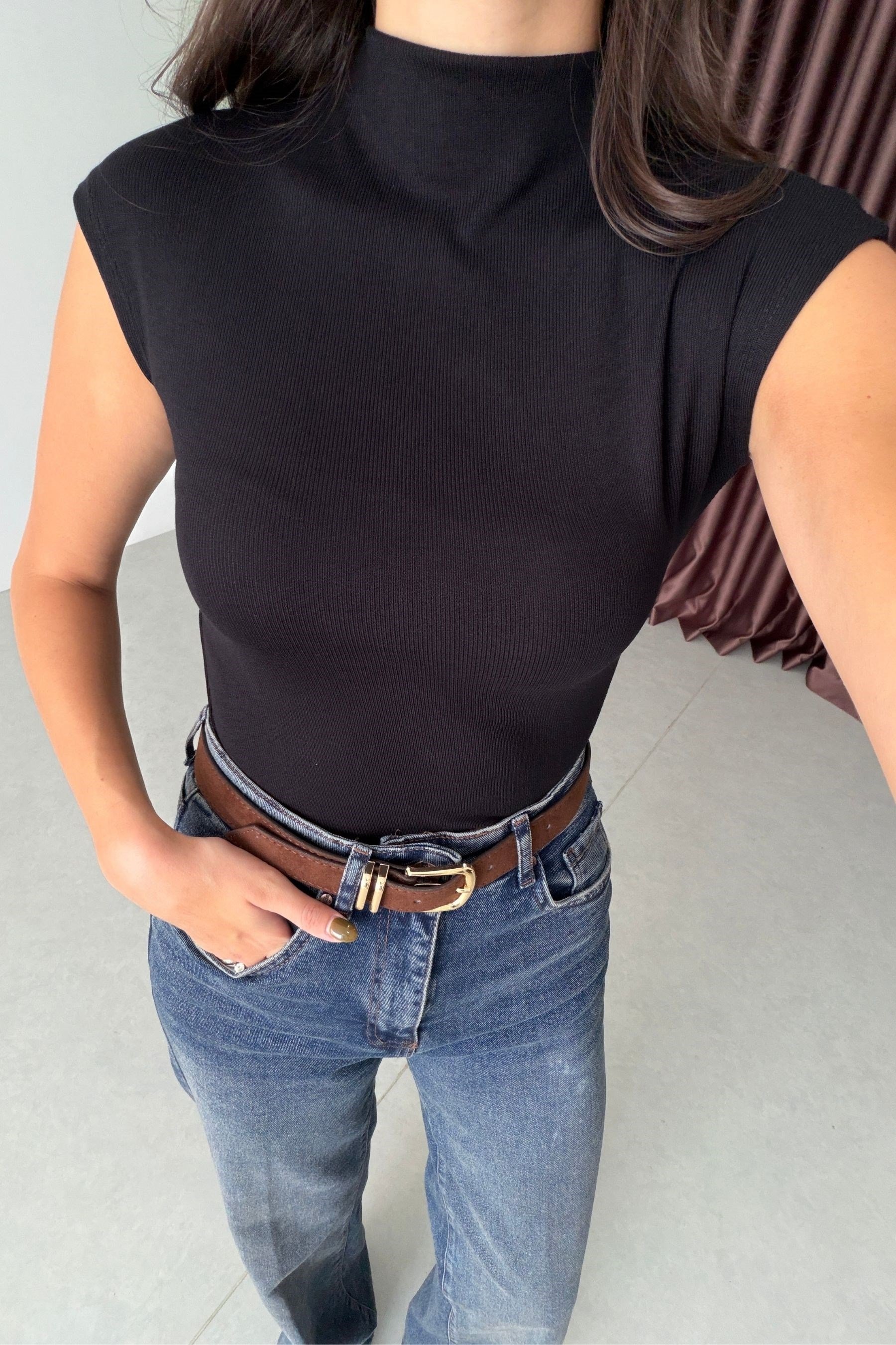 Lucia Siyah T Kol Fitilli Body 