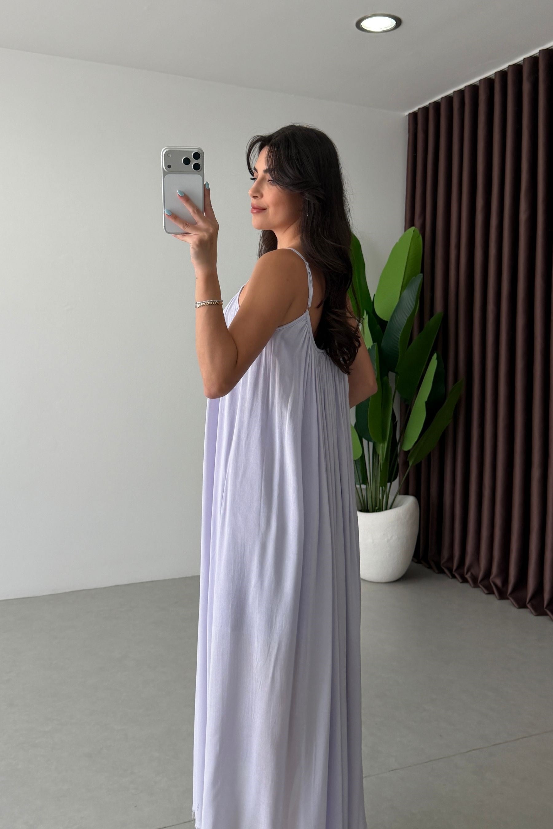 Noxy Lila Askılı Maxi Elbise
