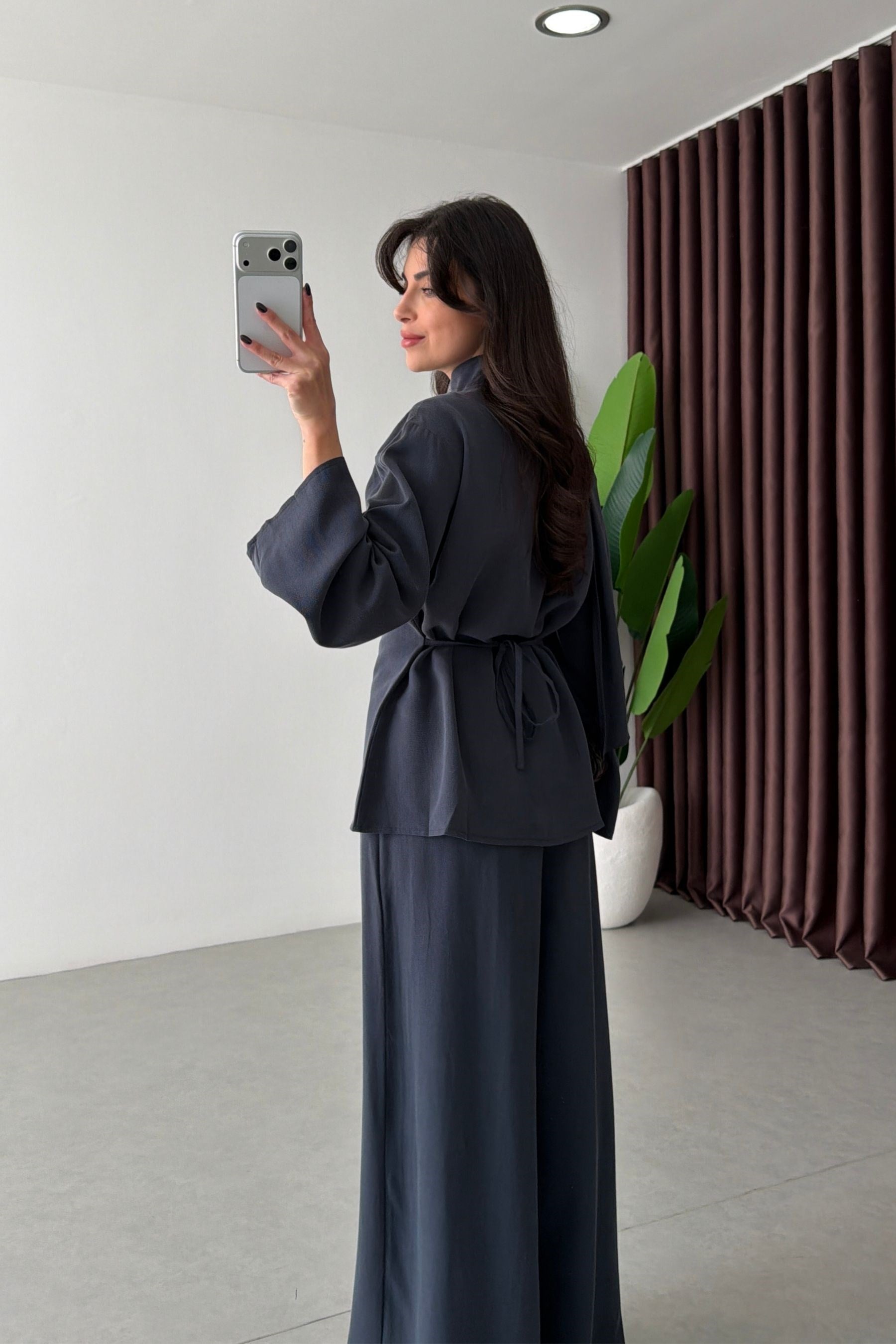 Ruby Mavi Şal Detay Takım