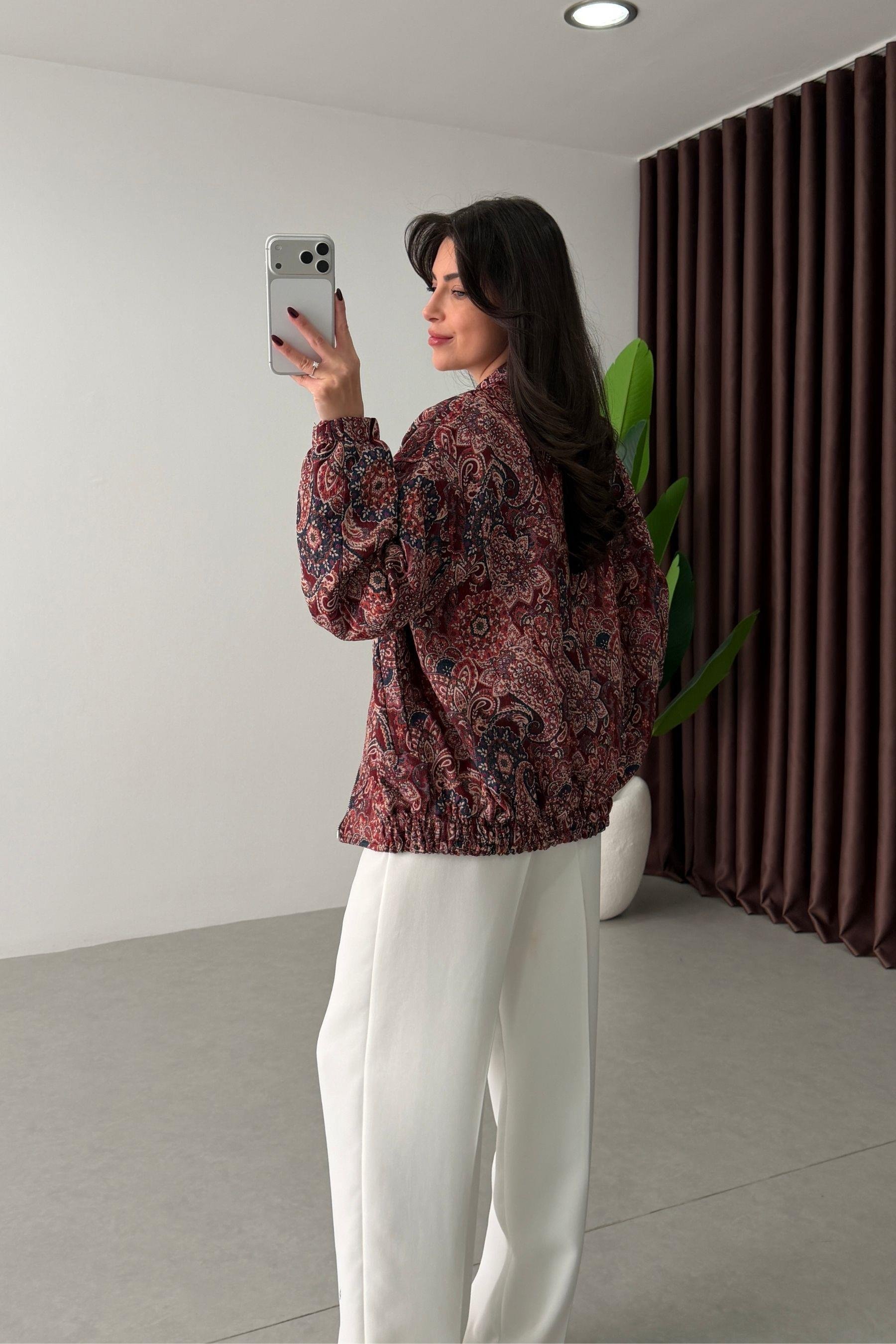 Sarah Etnik Desen Bomber Ceket