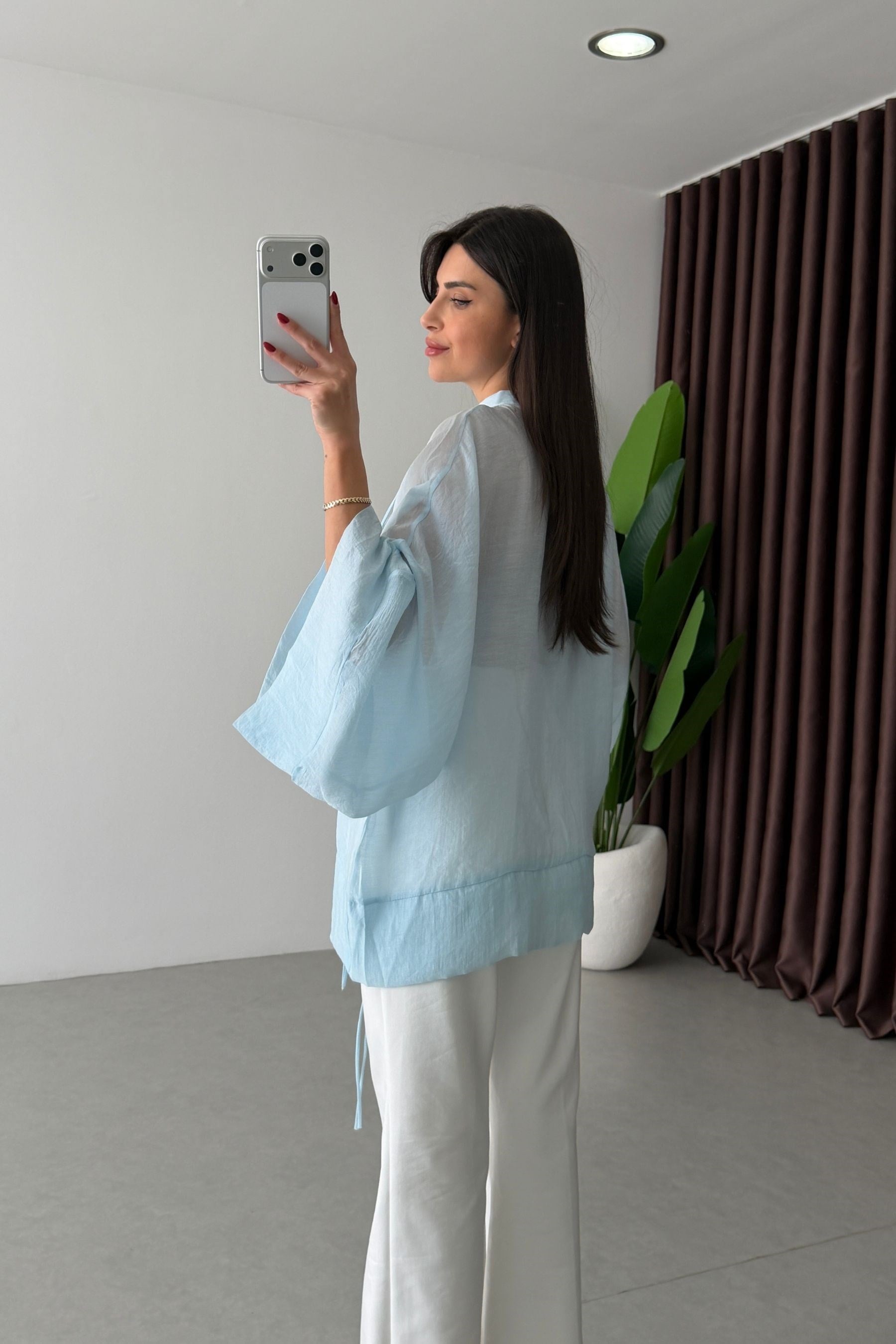 Stay Mavi Şifon Kimono Gömlek