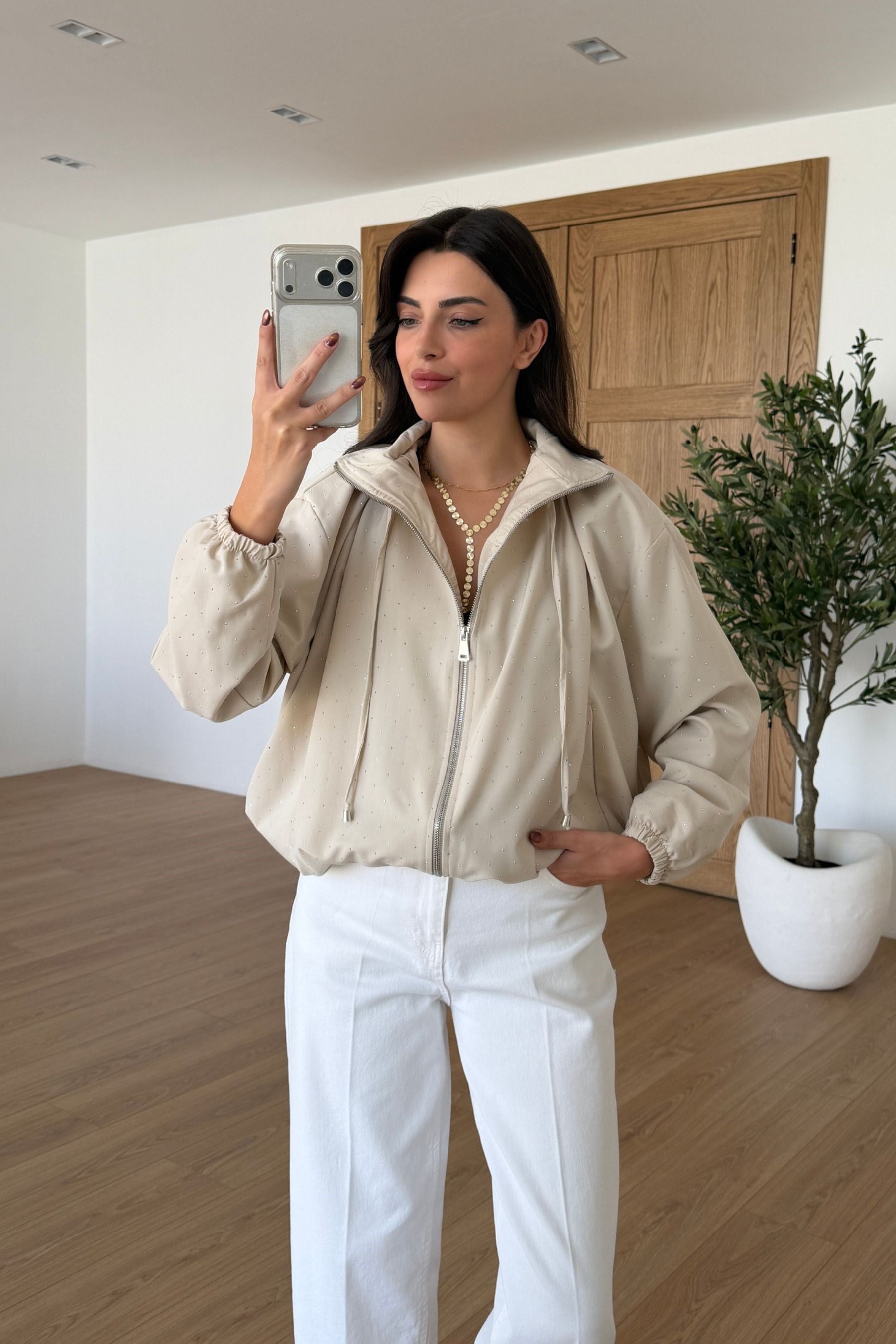 Tracy Taş Taşlı Tasarım Bomber Ceket