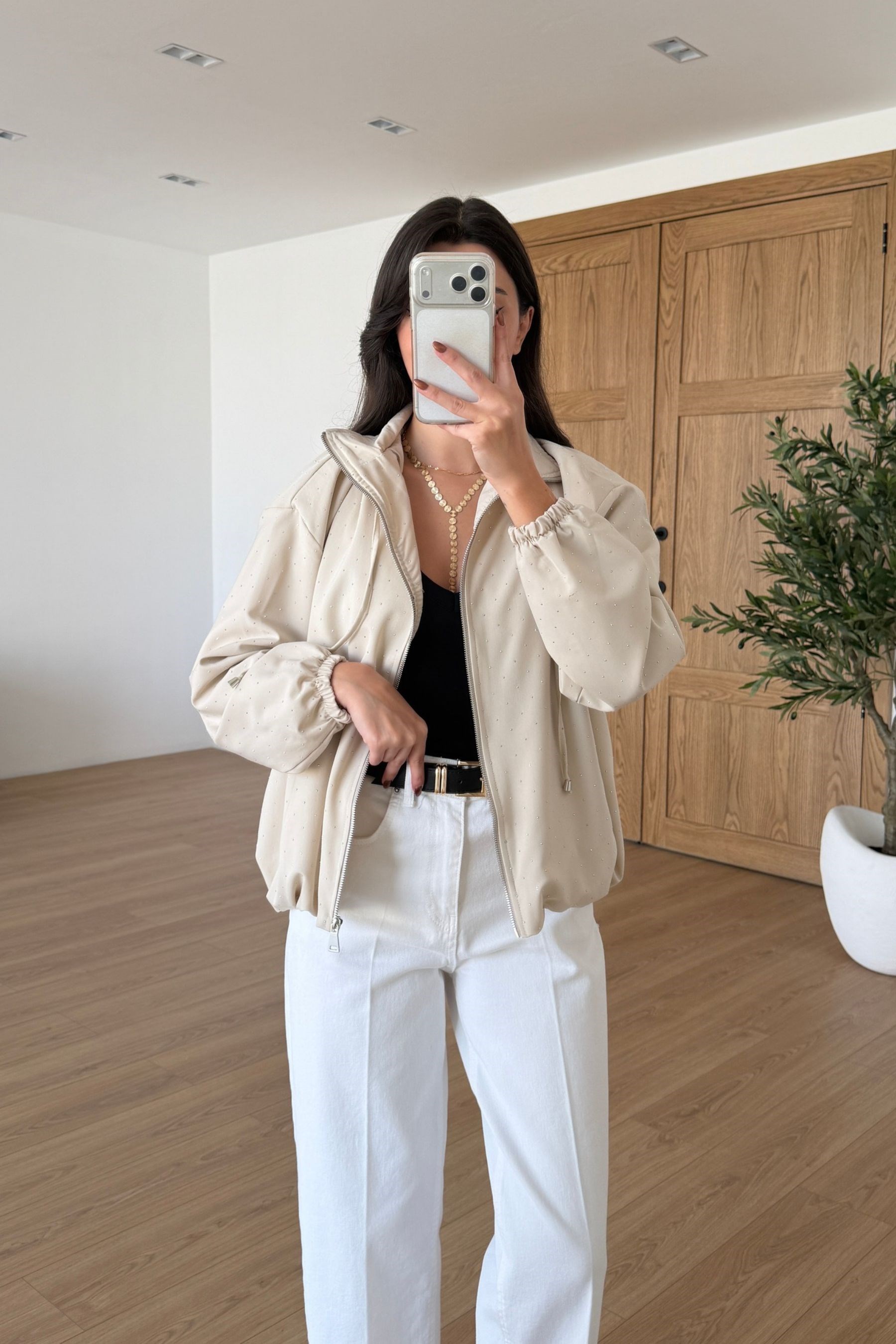 Tracy Taş Taşlı Tasarım Bomber Ceket