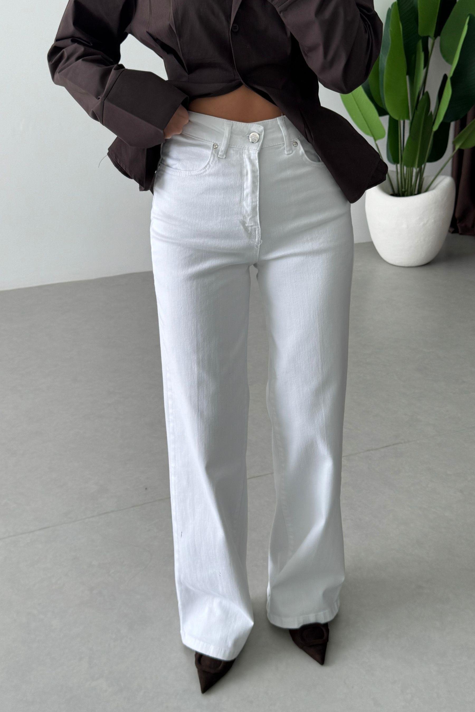Vella Beyaz Wide Leg Jean