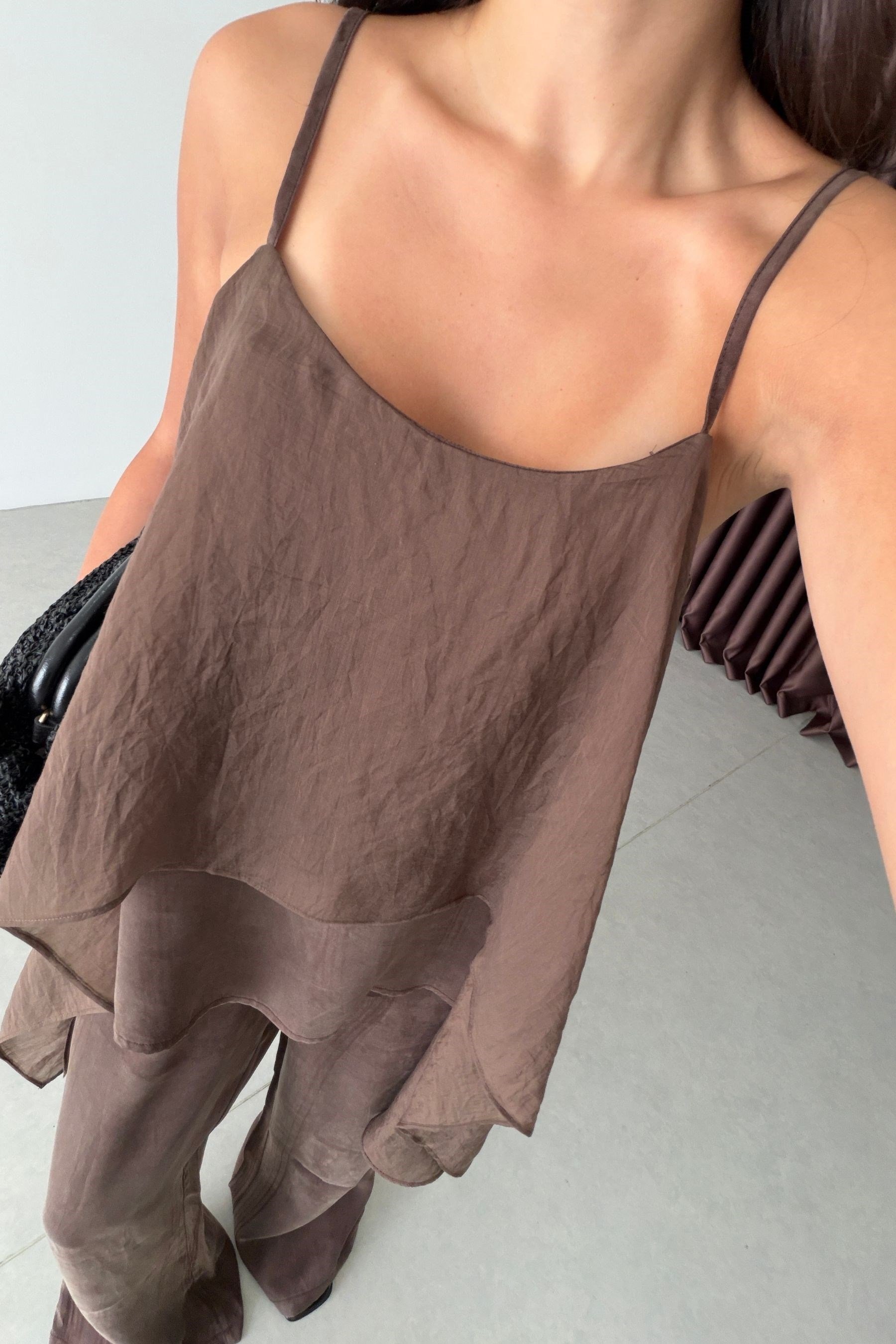 Vista Kahve Pelerinli Bluz Pantolon Takım