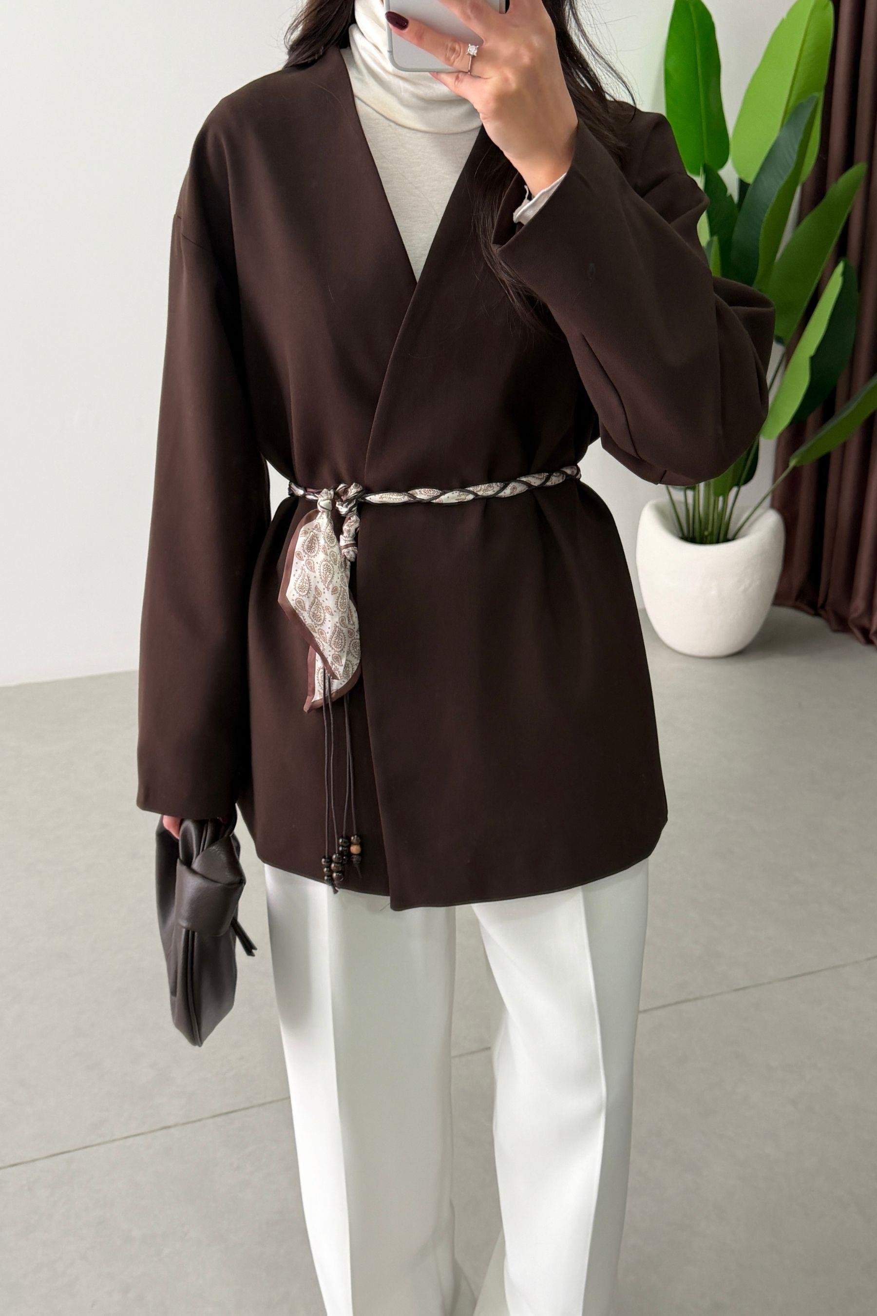 West Kahve Fular Detay Blazer
