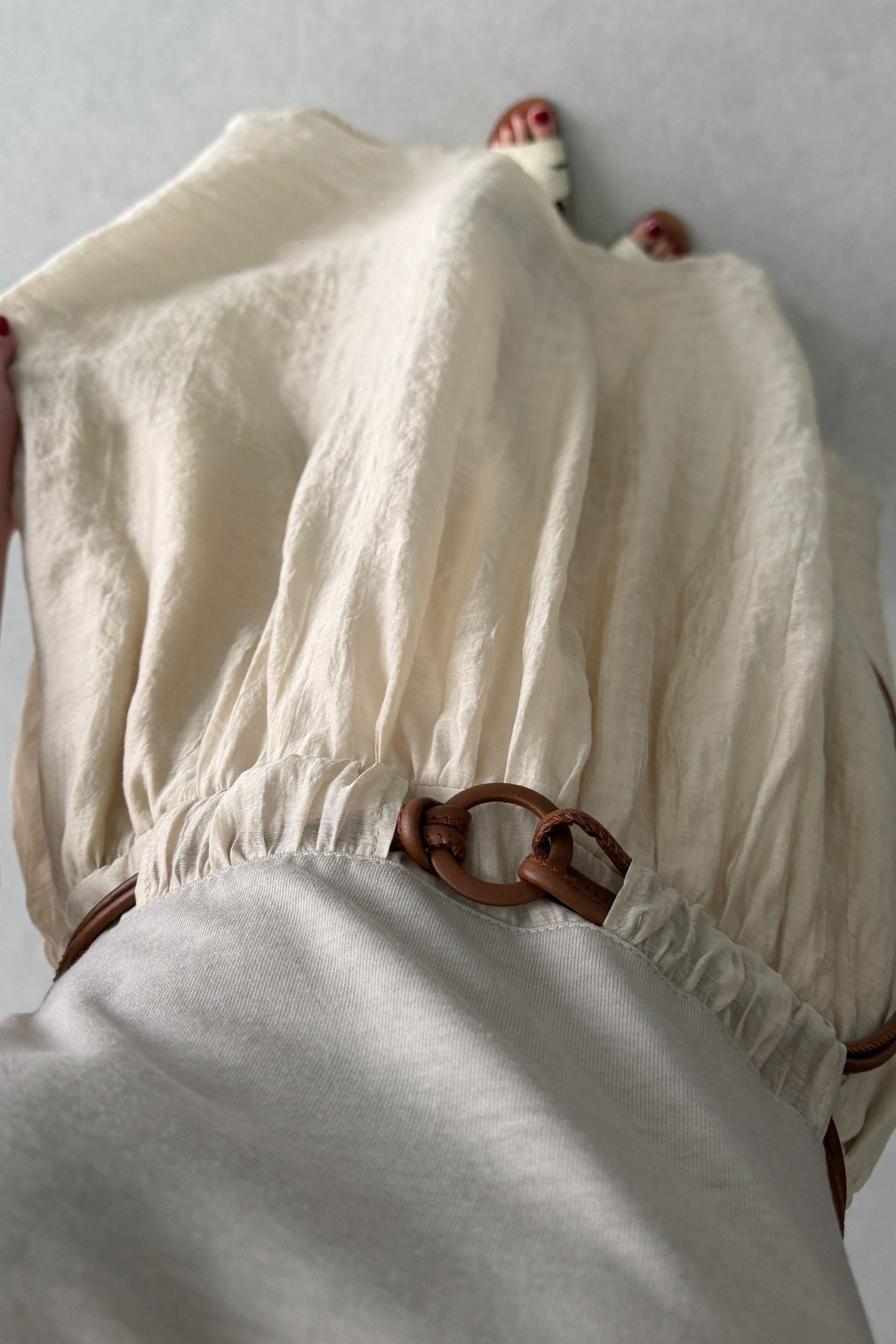 Yula Taş Garnili Deri Kemerli Elbise