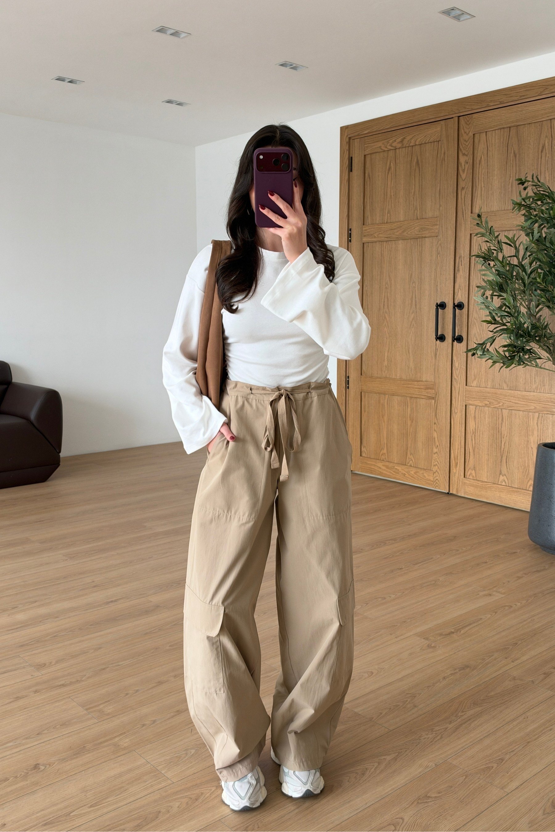 Zenika Camel Bağlamalı Kargo Pantolon