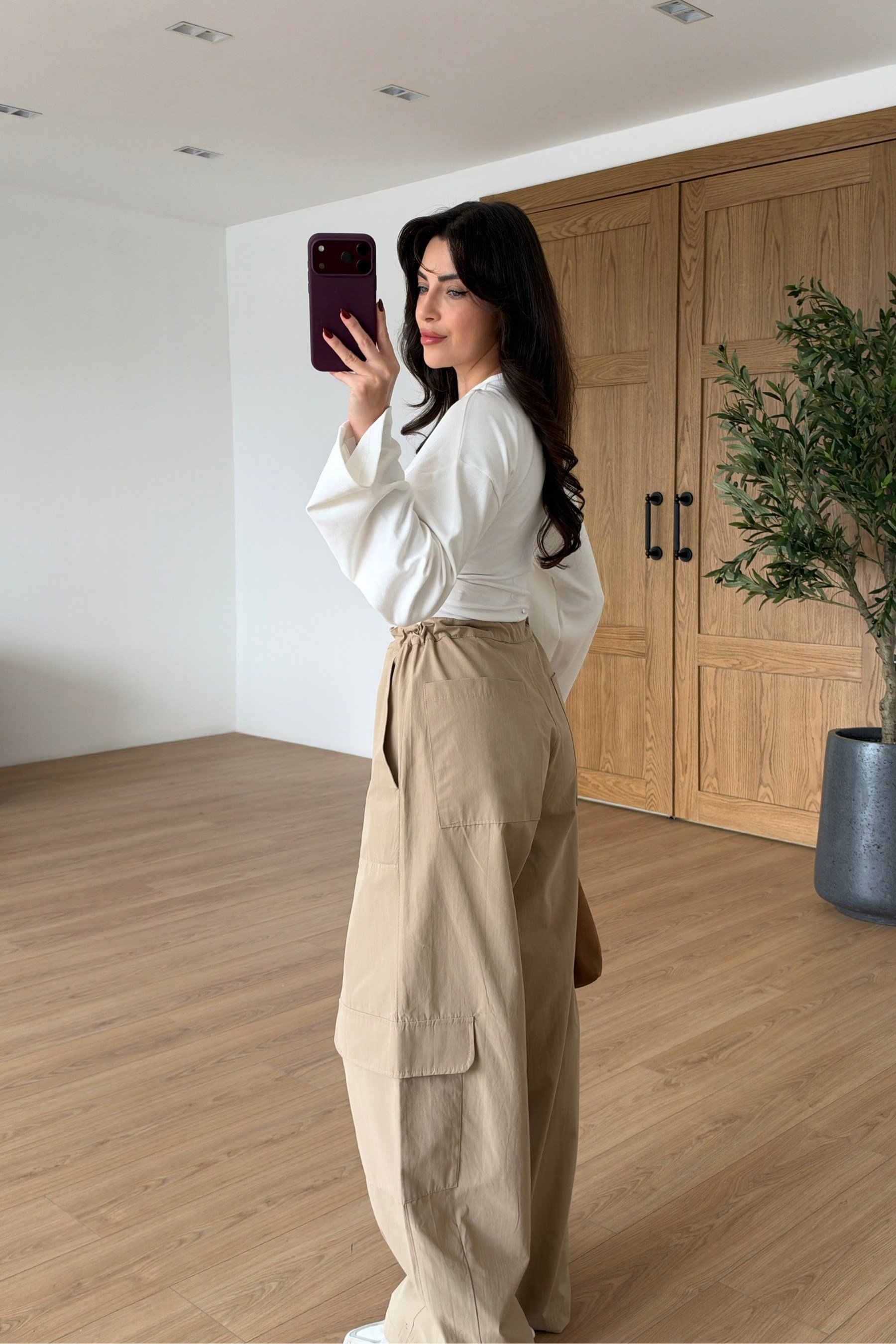 Zenika Camel Bağlamalı Kargo Pantolon