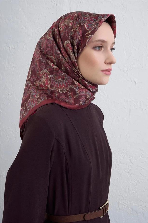 Armine Etnik Desen Saf İpek Twill Eşarp 9416D