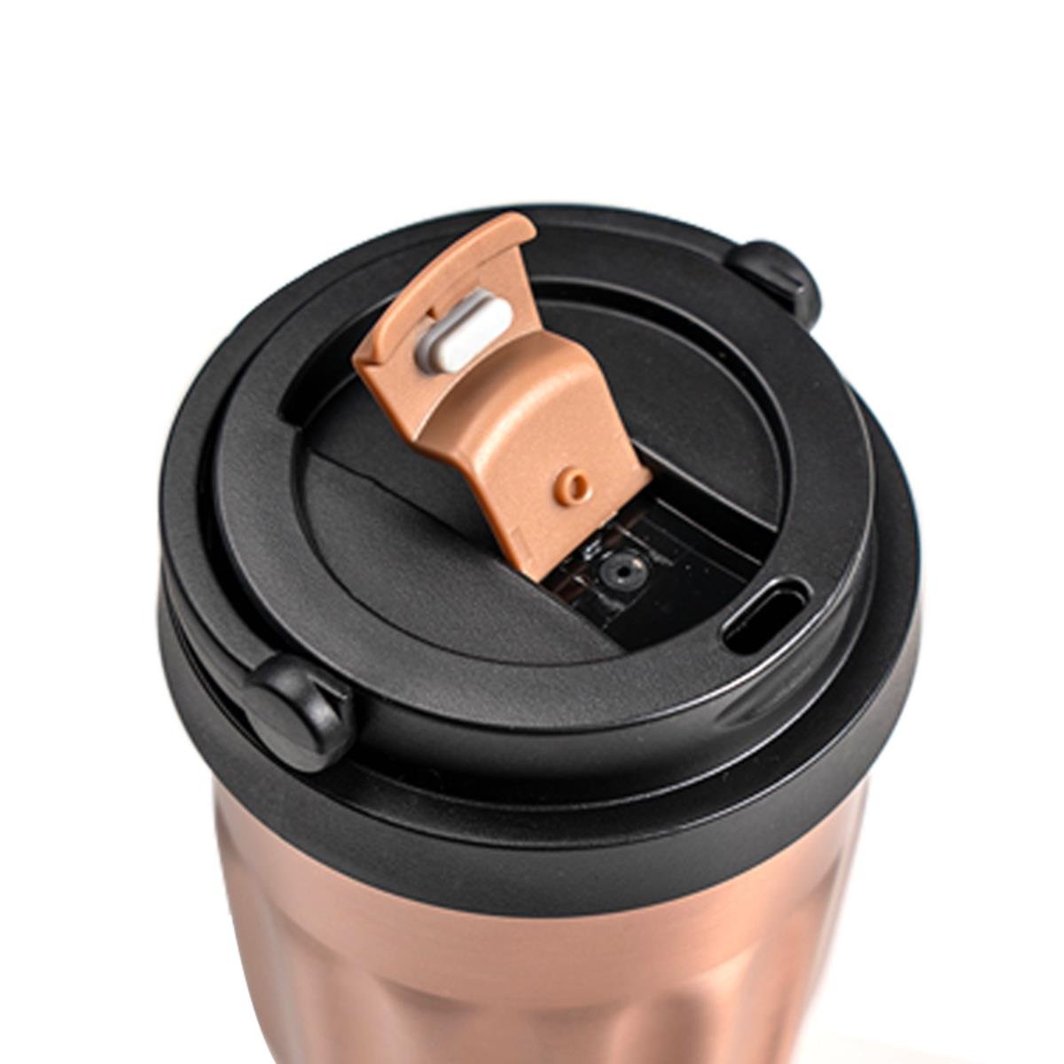 Tyeso Coffee Mug Vakumlu Paslanmaz Çelik Taşıma Kulplu Bakır Termos, 400 ml