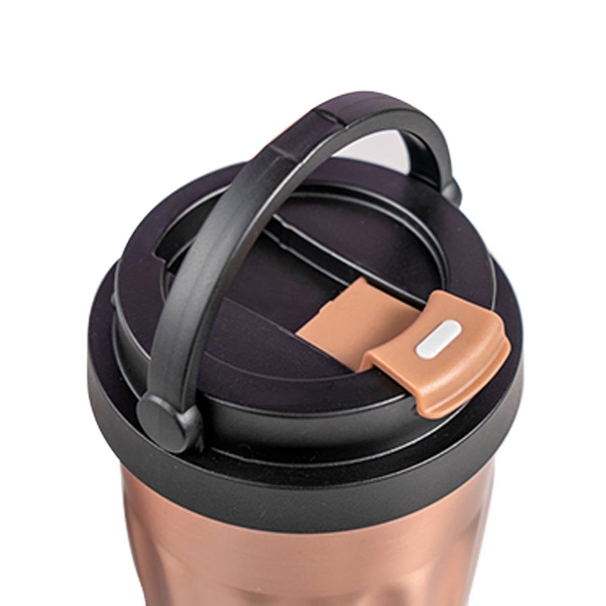 Tyeso Coffee Mug Vakumlu Paslanmaz Çelik Taşıma Kulplu Bakır Termos, 400 ml