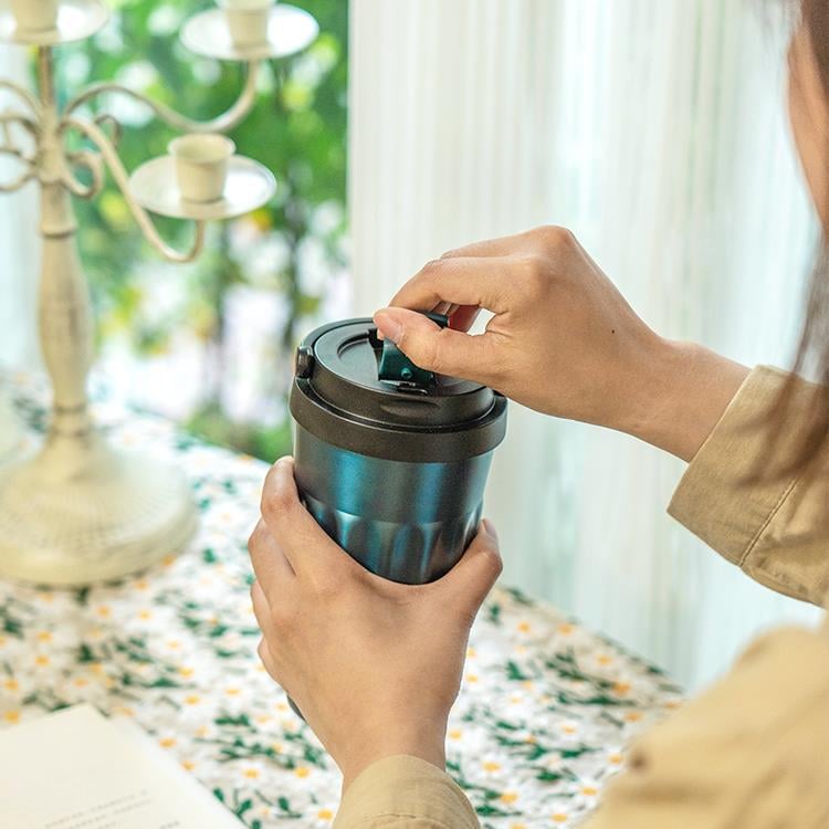 Tyeso Coffee Mug Vakumlu Paslanmaz Çelik Taşıma Kulplu Bakır Termos, 400 ml