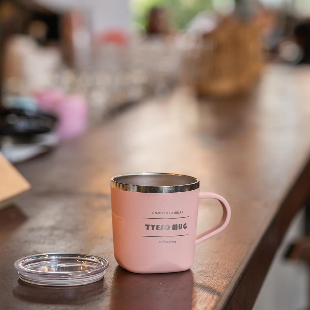Tyeso Cubic Mug Vakumlu Paslanmaz Çelik Termal Kapaklı Beyaz Termos, 300 ml