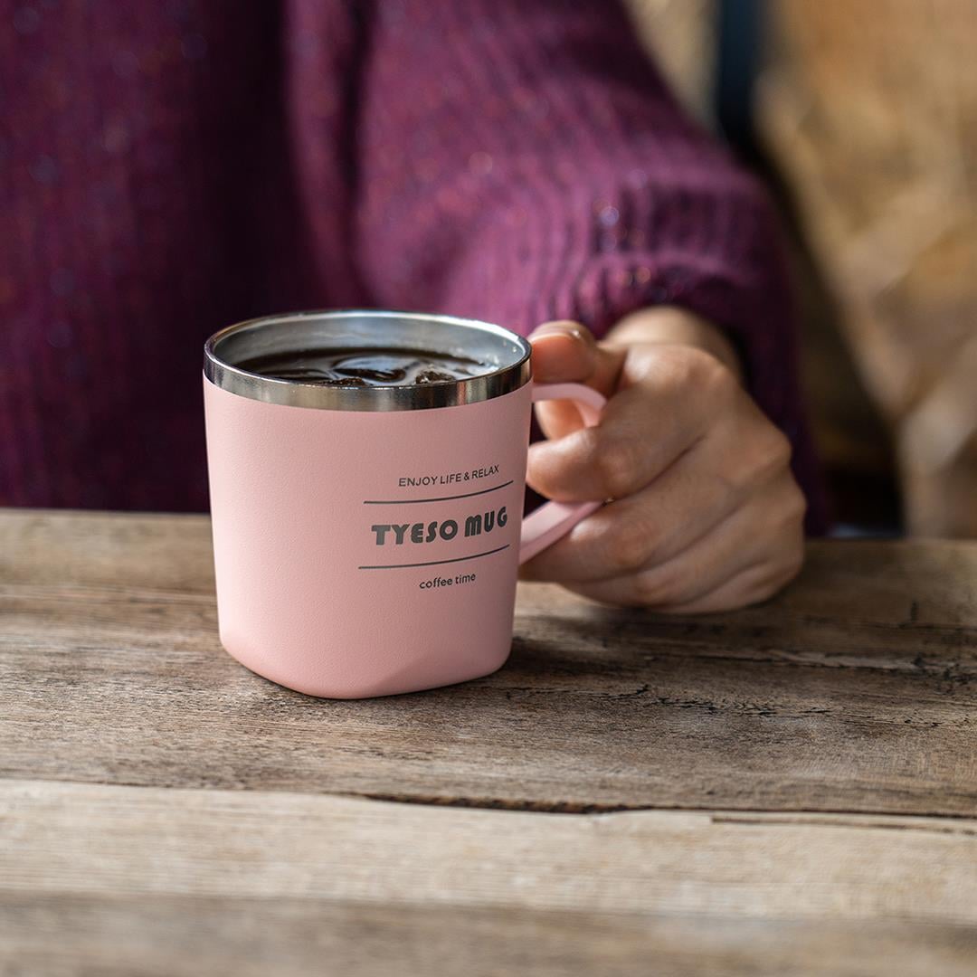 Tyeso Cubic Mug Vakumlu Paslanmaz Çelik Termal Kapaklı Beyaz Termos, 300 ml