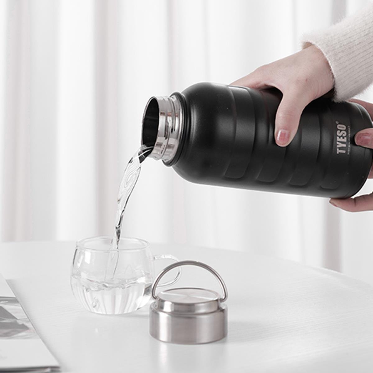 Tyeso Drum Vakumlu Paslanmaz Çelik Taşıma Kulplu Sarı Termos, 1000 ml