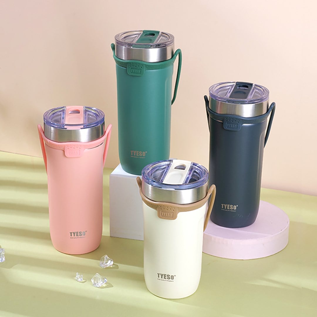 Tyeso Soulmate Tumbler Vakumlu Paslanmaz Çelik Silikon Askı Mavi Termos, 710 ml