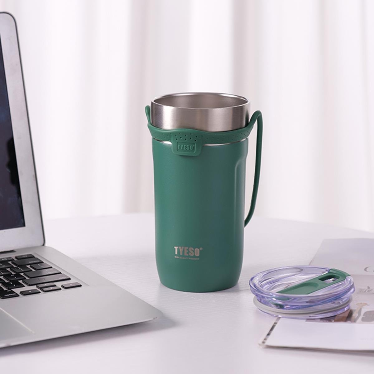 Tyeso Soulmate Tumbler Vakumlu Paslanmaz Çelik Silikon Askı Pembe Termos, 550 ml