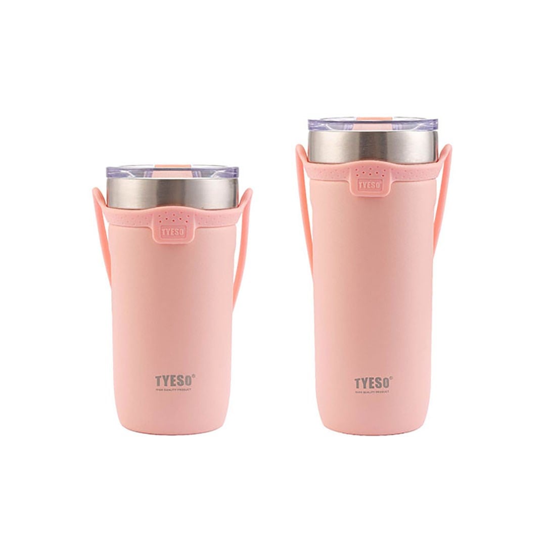 Tyeso Soulmate Tumbler Vakumlu Paslanmaz Çelik Silikon Askı Pembe Termos, 710 ml