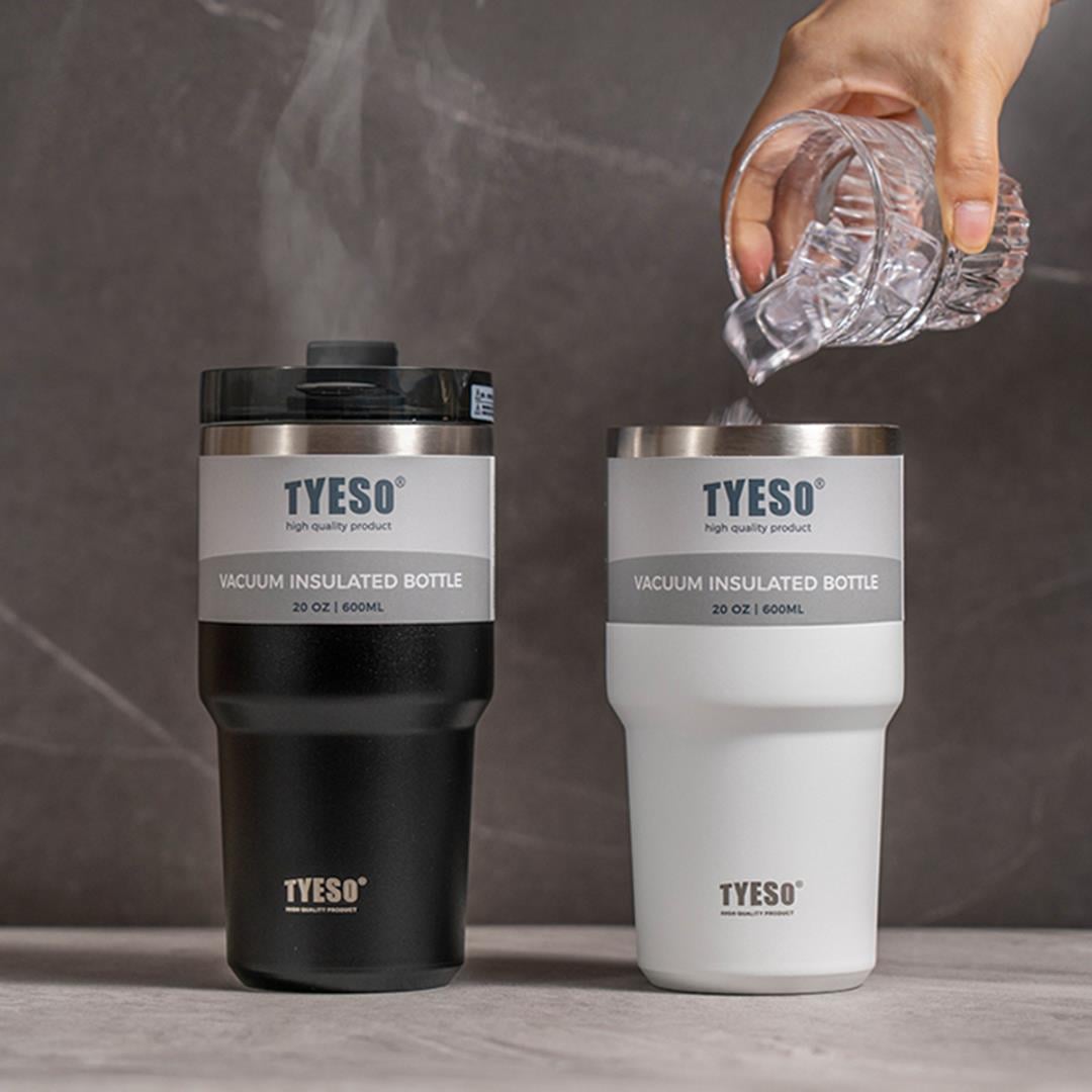 Tyeso Tripletask Vakumlu Paslanmaz Çelik Pipetli Siyah Termos, 600 ml