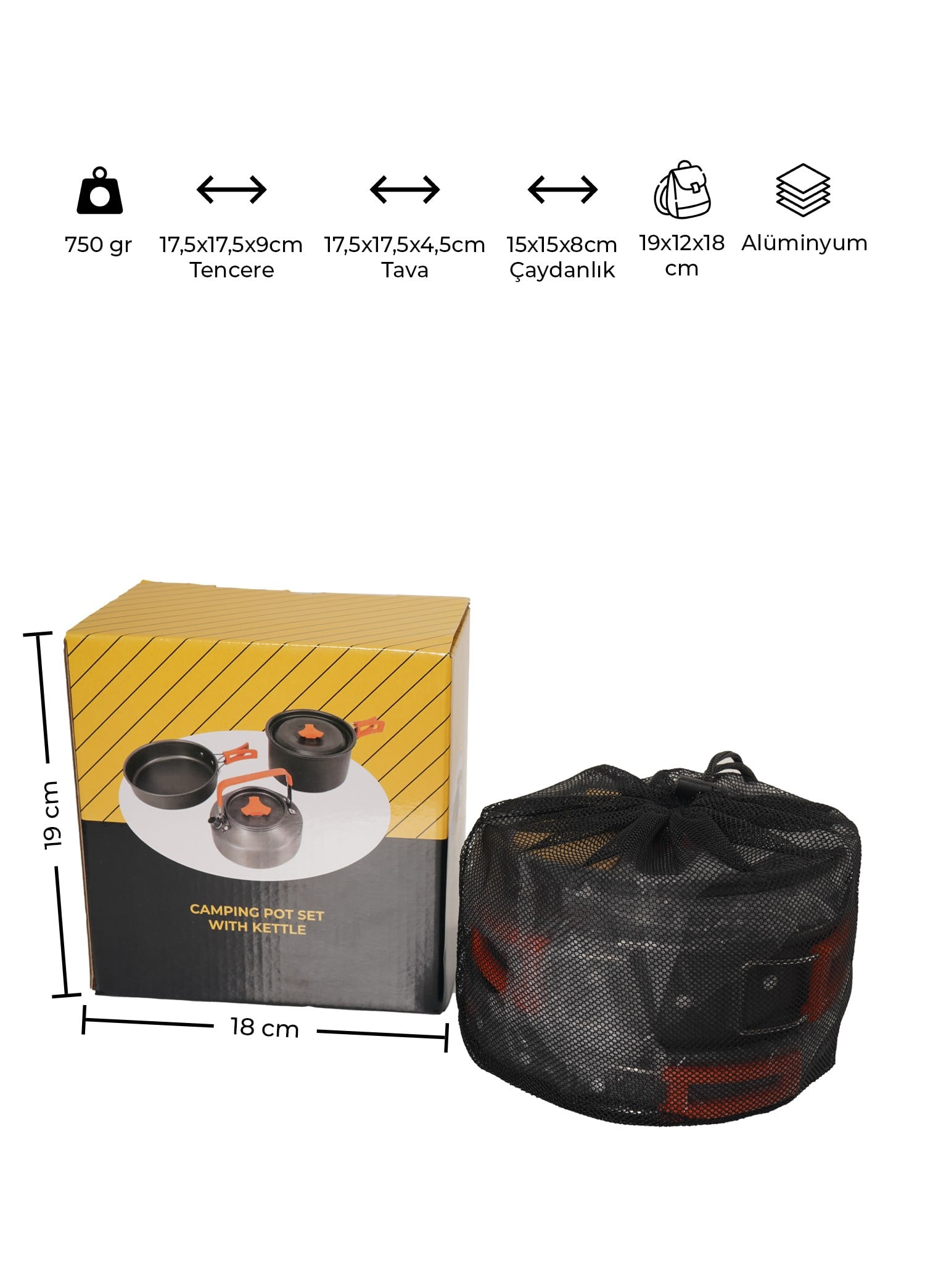 Urban Badger Vori 3 Parça Tencere Tava Çaydanlık Seti