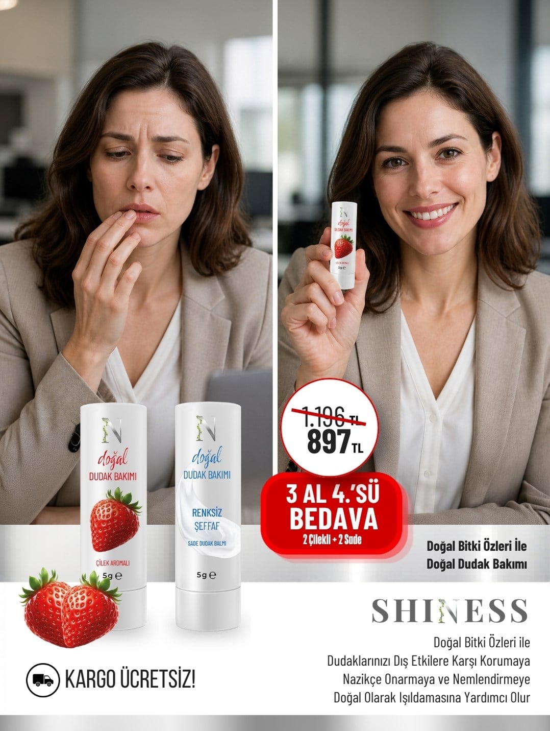 Shiness Dudak Balm  Çilek
