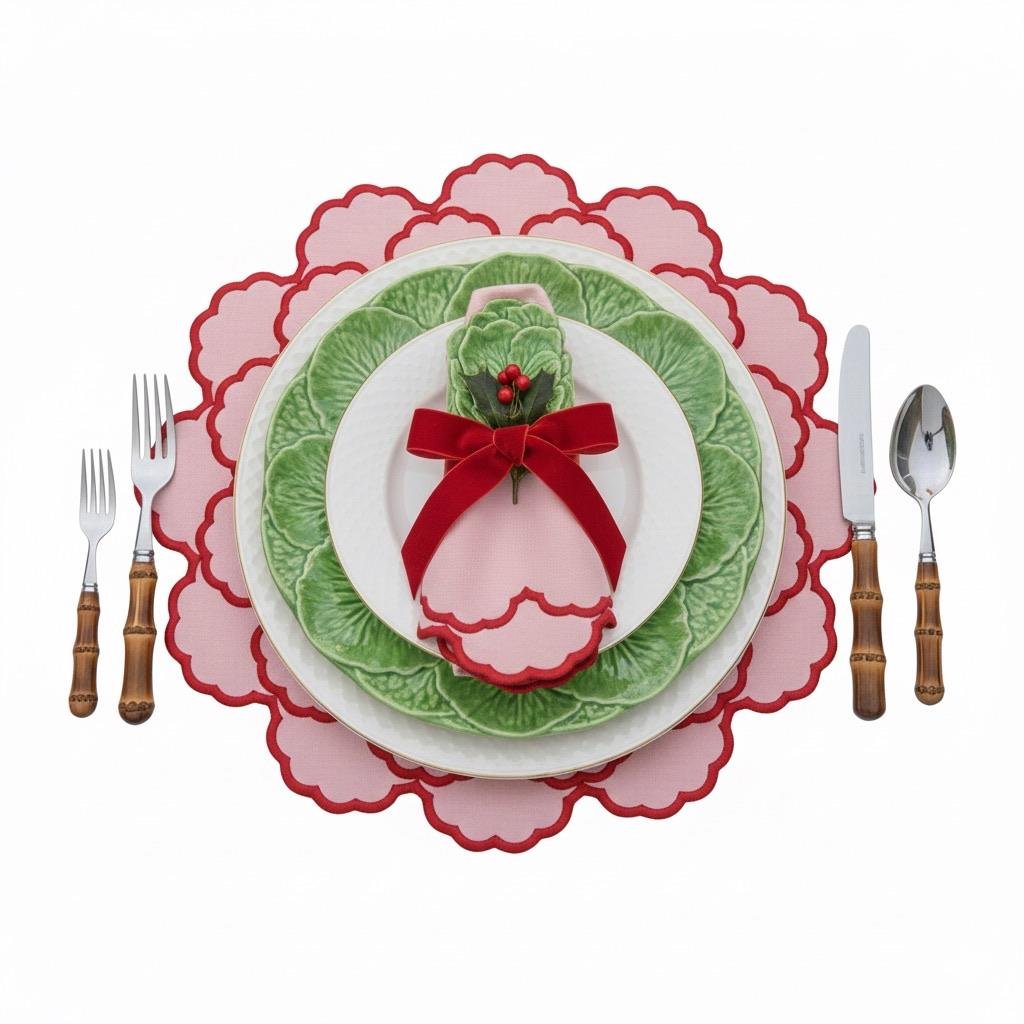 Flora 2li Amerikan Servis Pembe - Kırmızı  