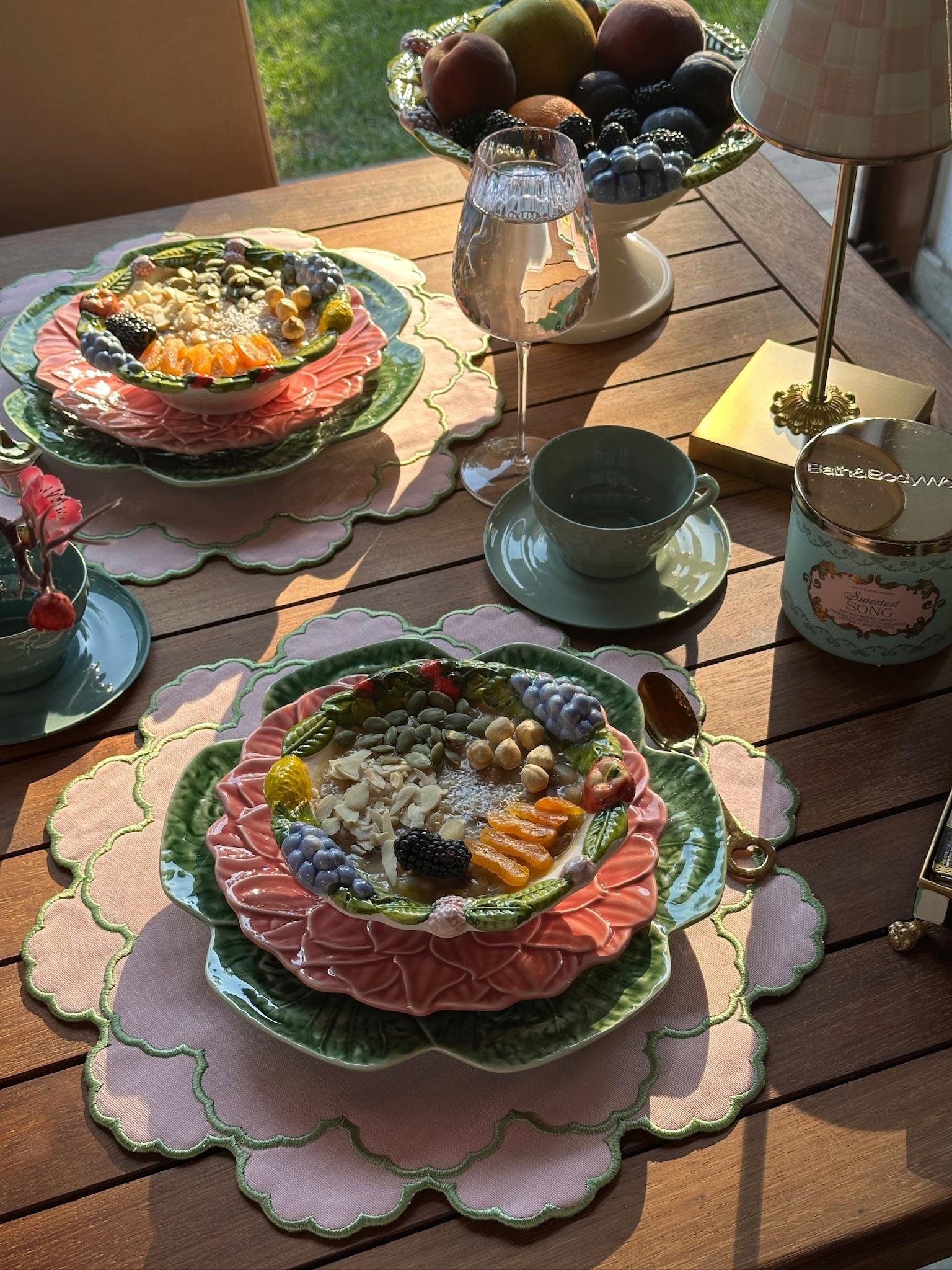Flora 2li Amerikan Servis Pembe - Yeşil  