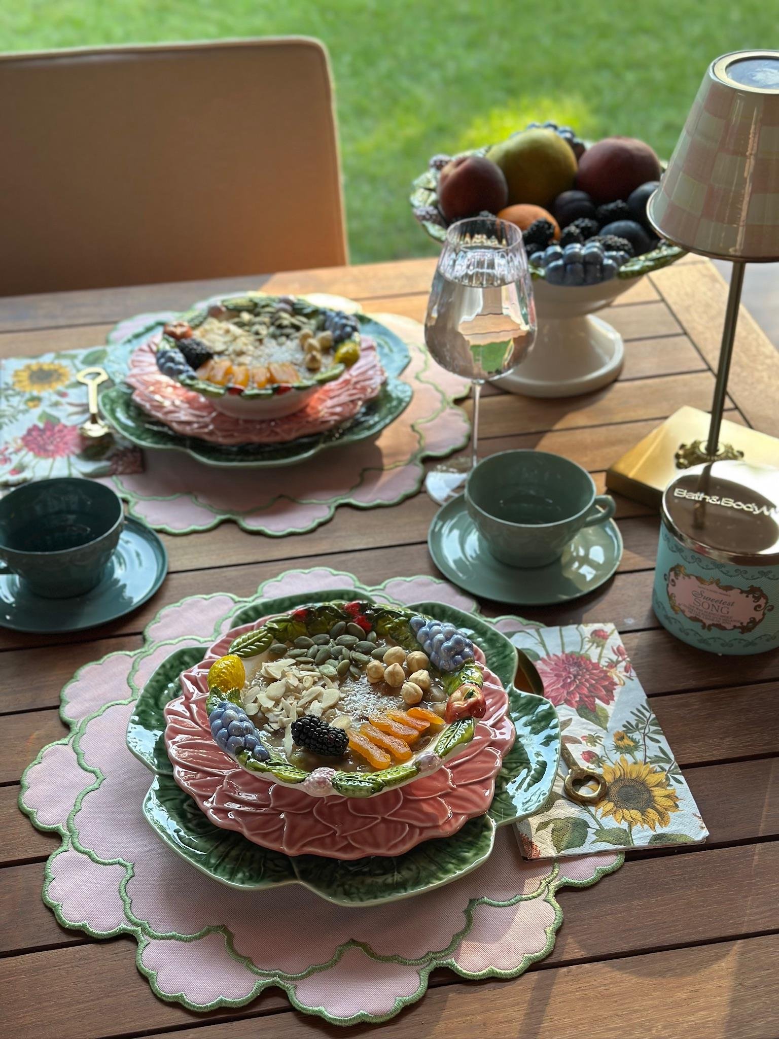 Flora 2li Amerikan Servis Pembe - Yeşil  