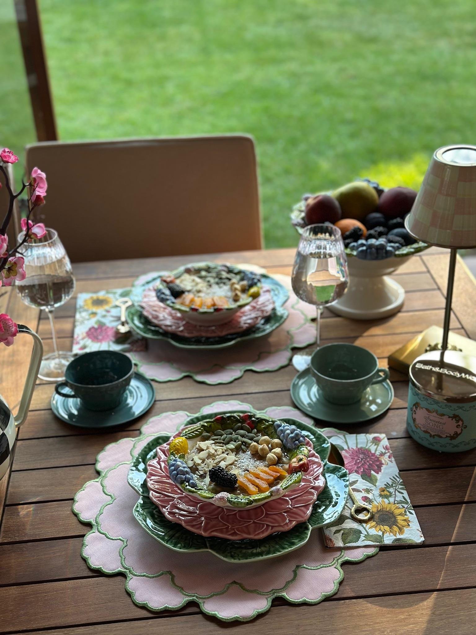 Flora 2li Amerikan Servis Pembe - Yeşil  
