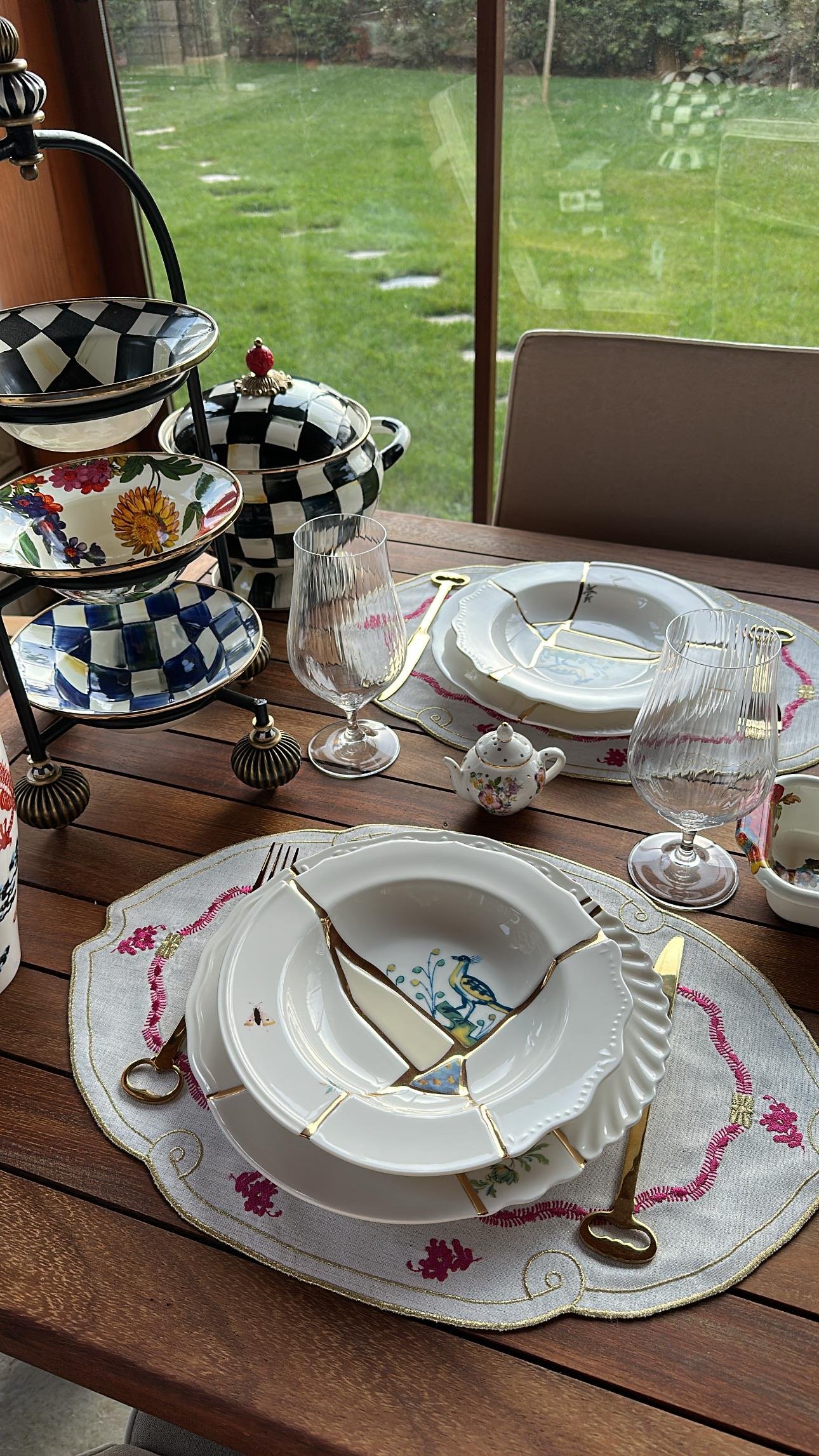 Herend 2li Amerikan  Servis Ekru - Pembe