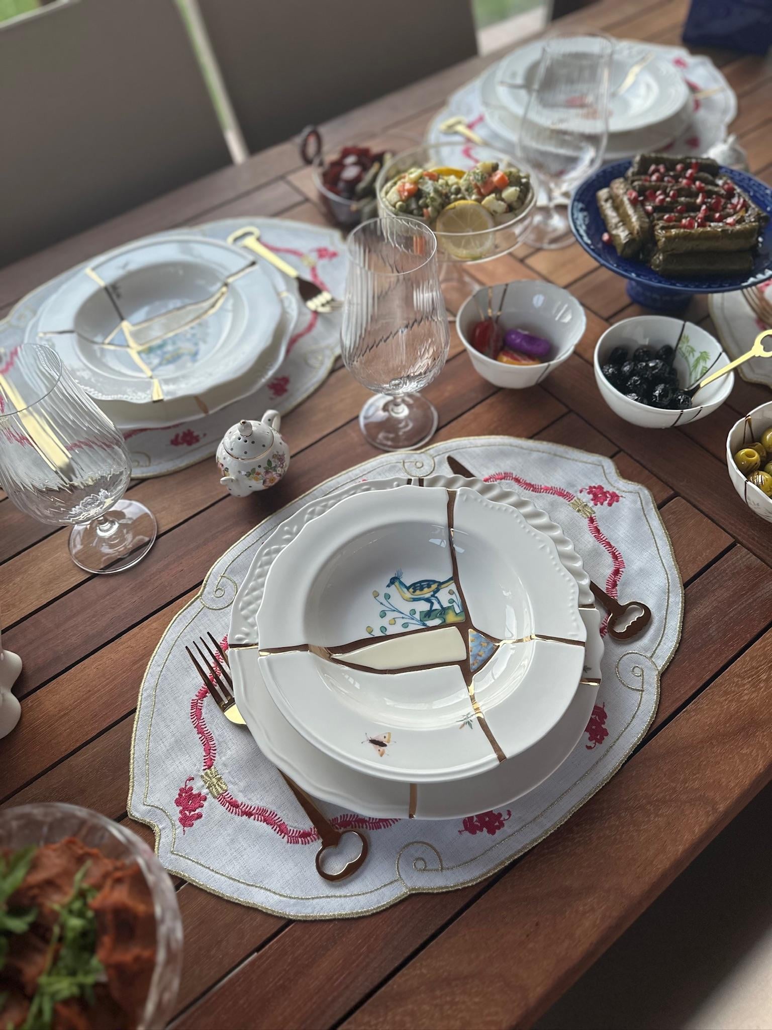 Herend 2li Amerikan  Servis Ekru - Pembe