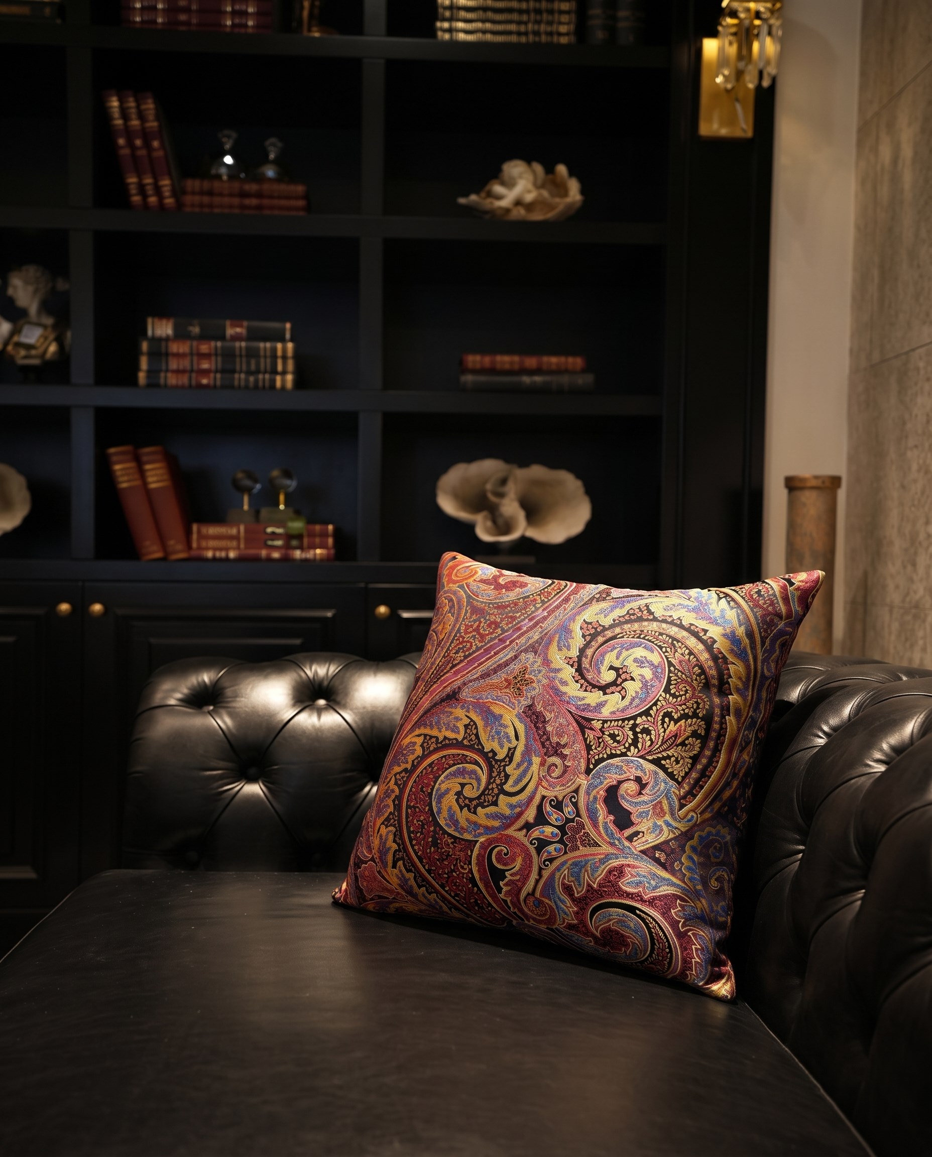 Paisley Kırlent Kılıfı Siyah