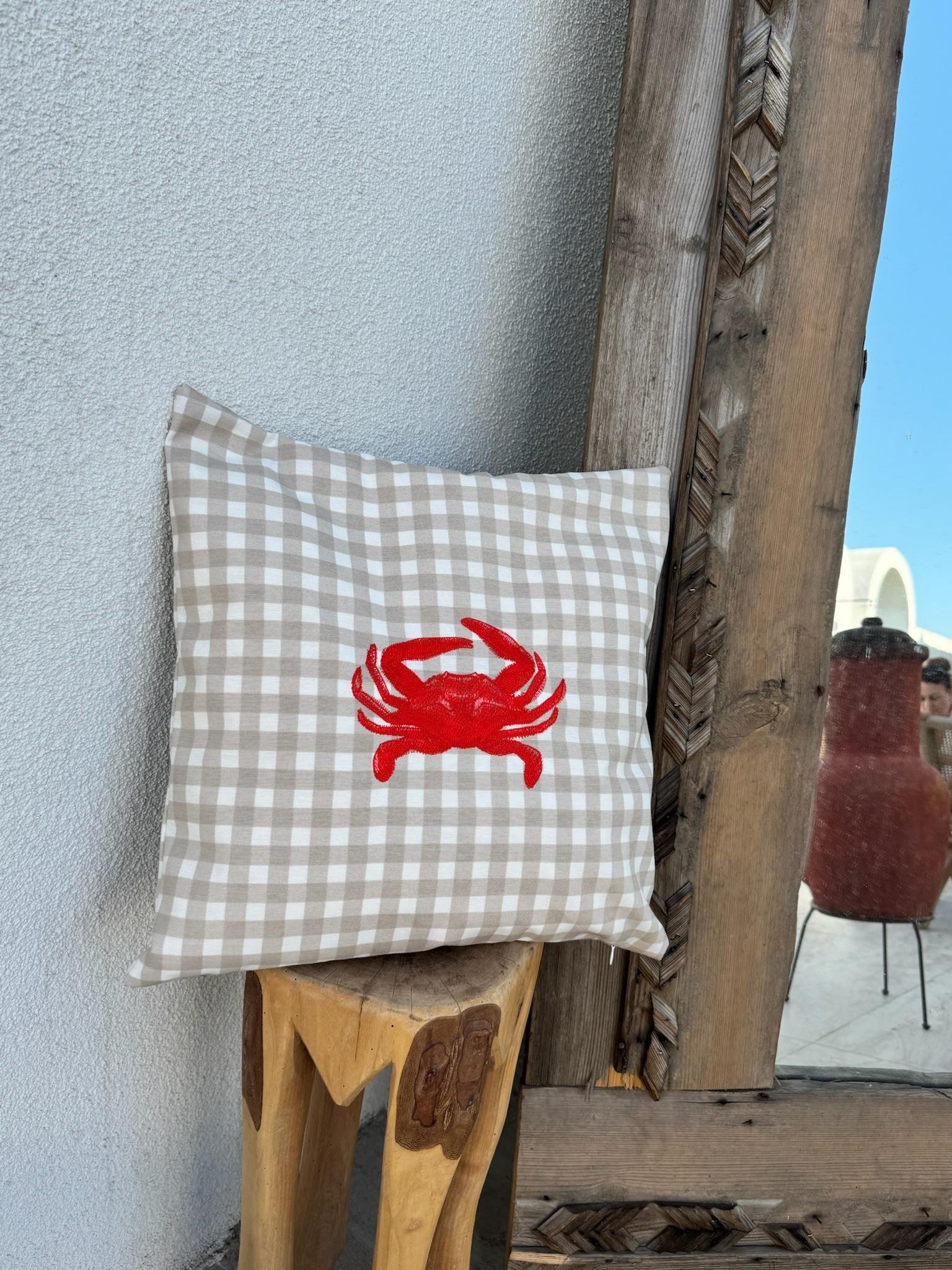 Re Marine Yengeç Denseli  Kırlent Kılıfı  Pötikare
