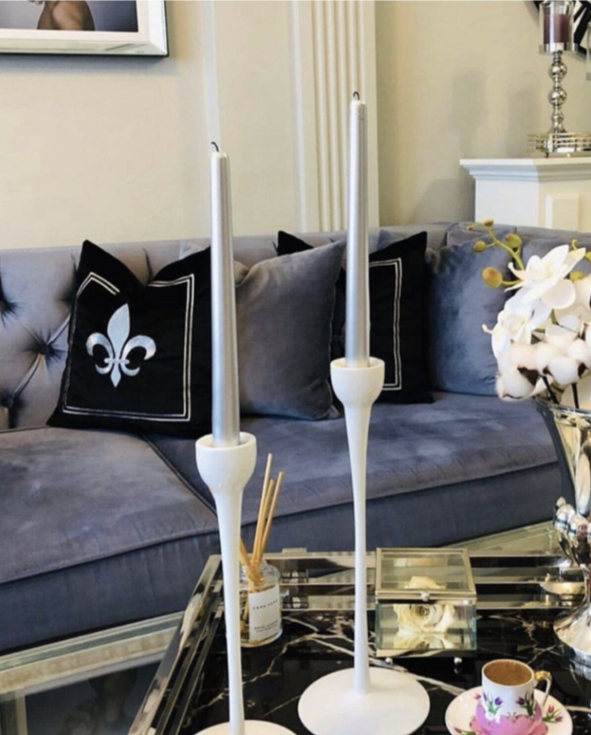 Refcrea Nakışlı Kırlent Kılıfı Fleur De Lis Model   